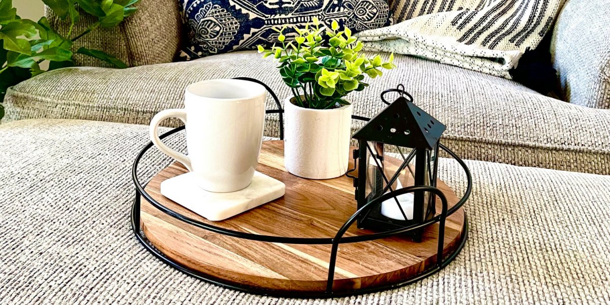 Wooden Serving Tray with Handles, Decor Tray