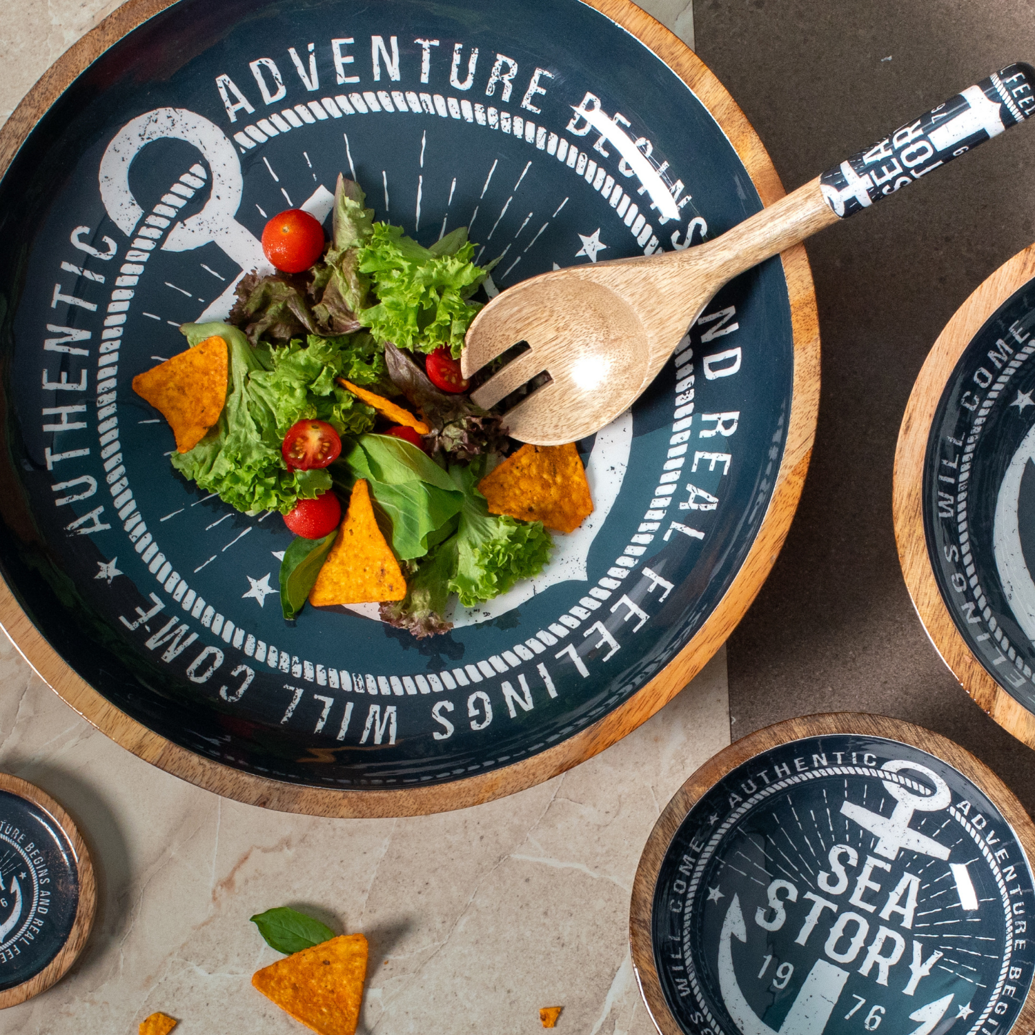 Large Bowl with Sea Story Enamel