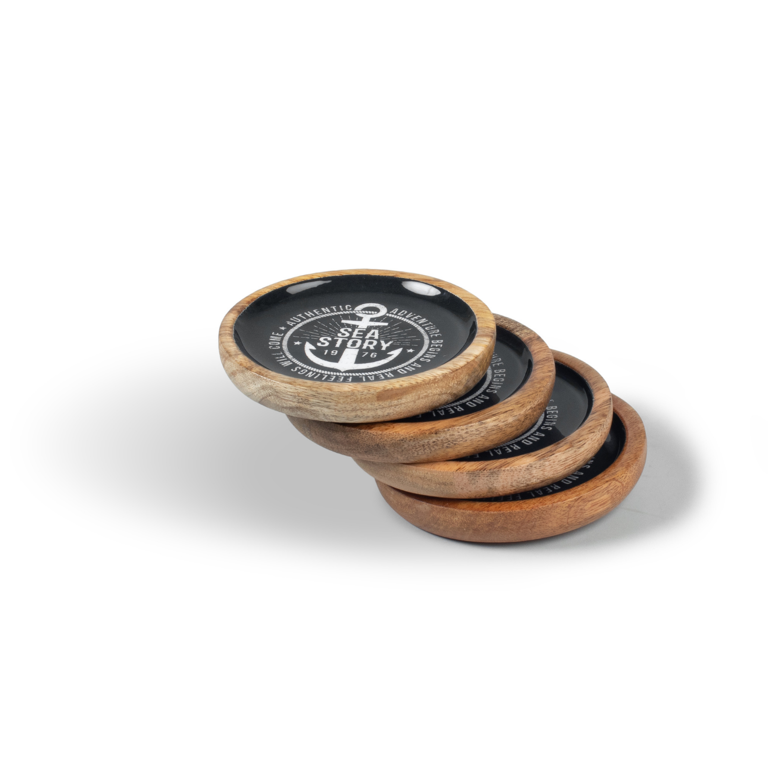 Deep Dish Coasters with Sea Story Enamel, Set of 4