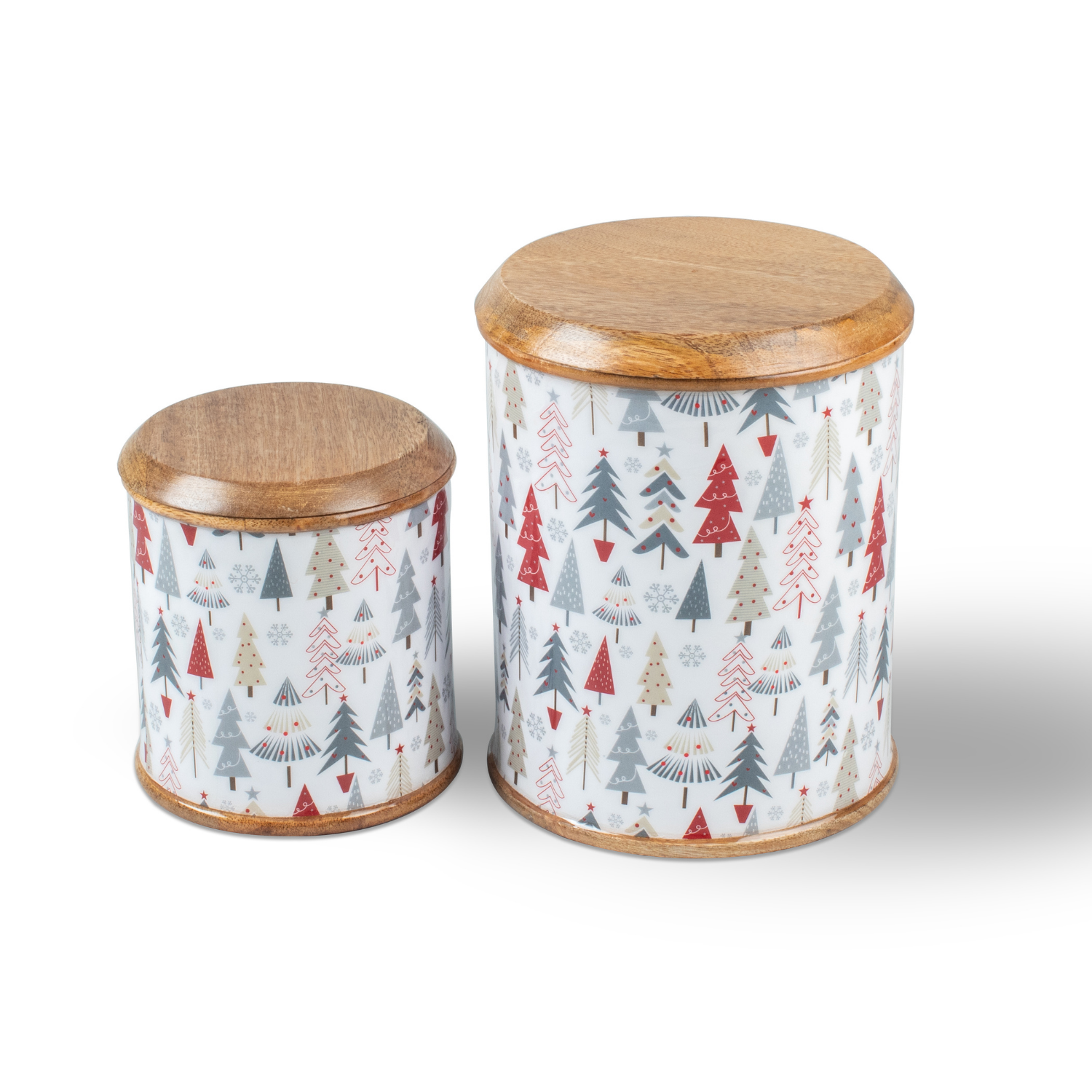 Canisters with Holiday Enamel, Set of 2 (Large and Small)