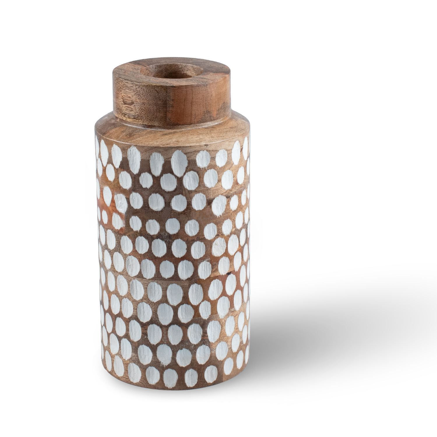 Straight Vase with White Polka Dots, Large