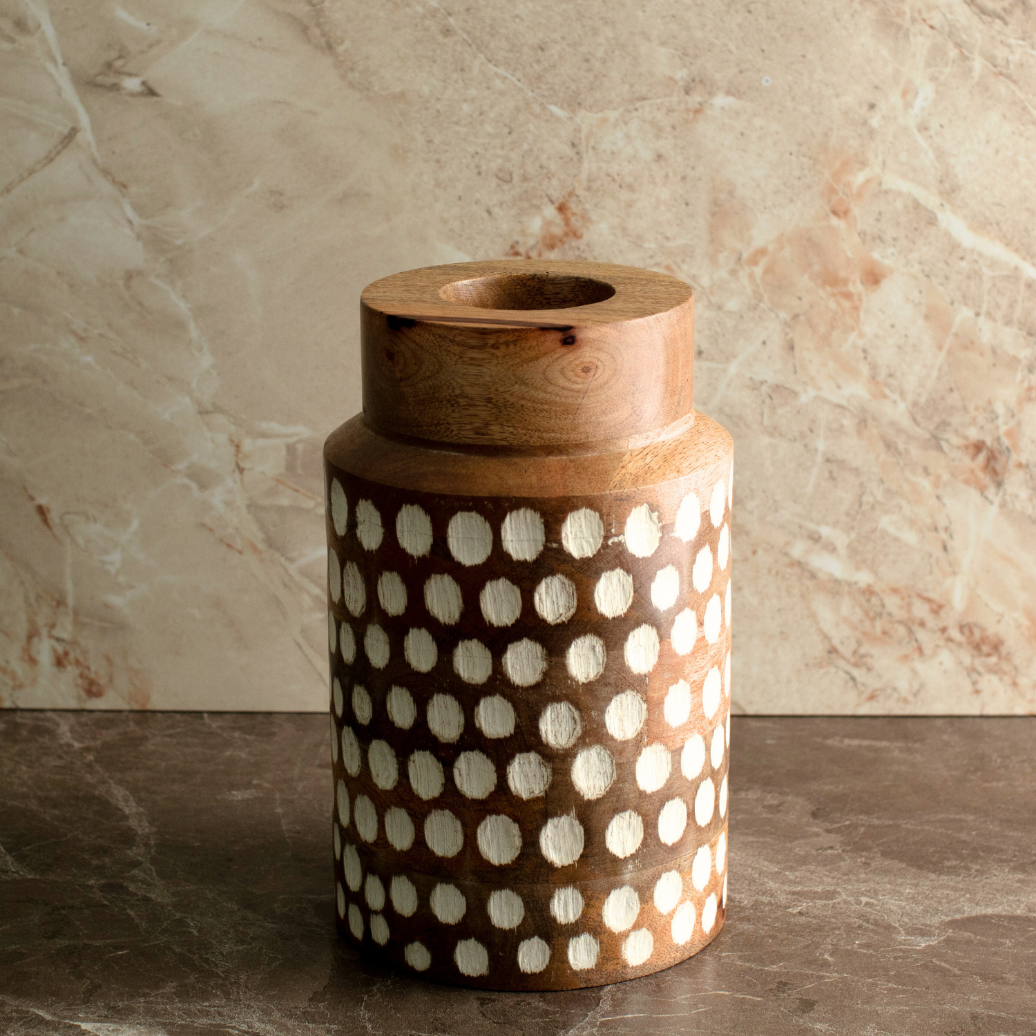 Straight Vase with White Polka Dots, Small