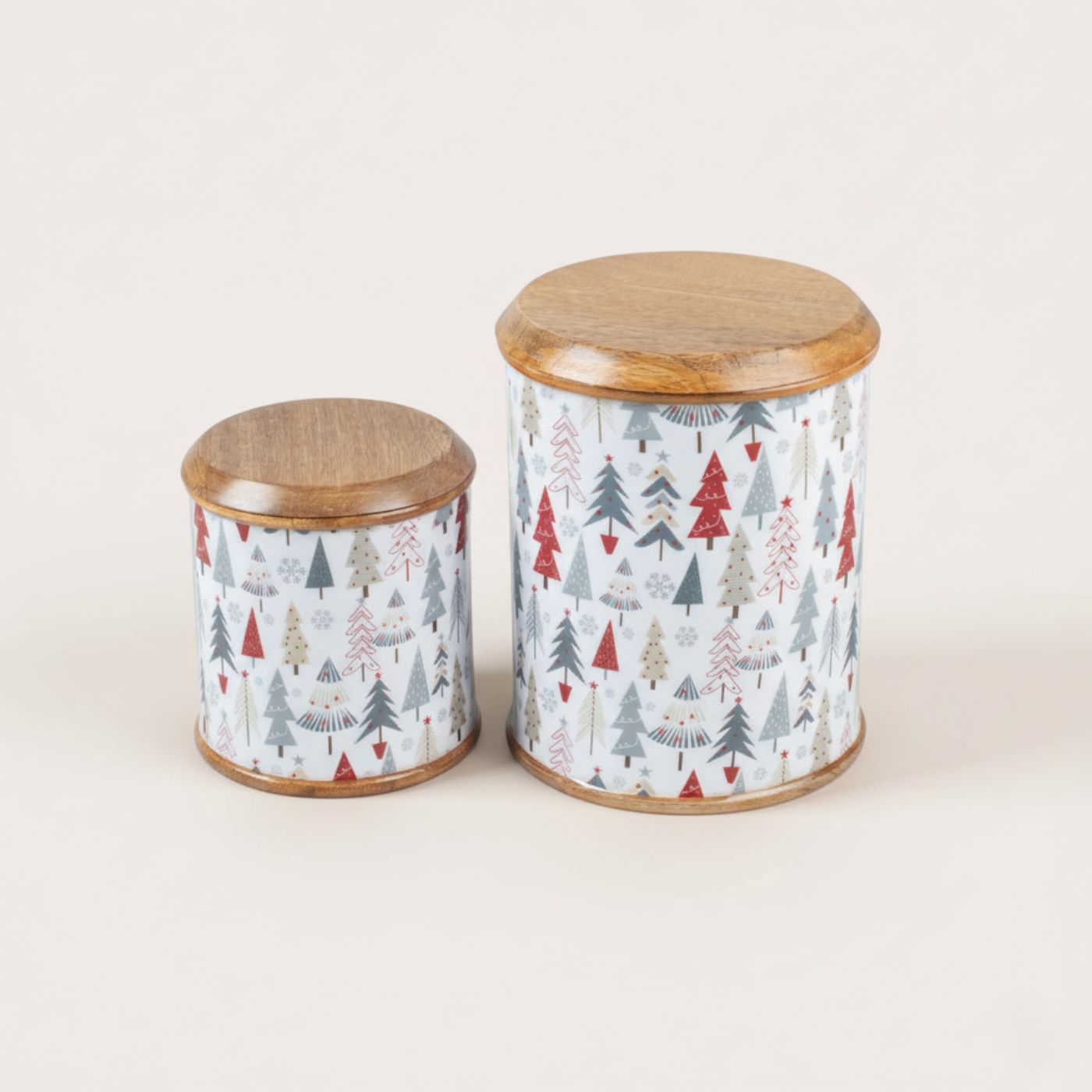 Canisters with Holiday Enamel, Set of 2 (Large and Small)