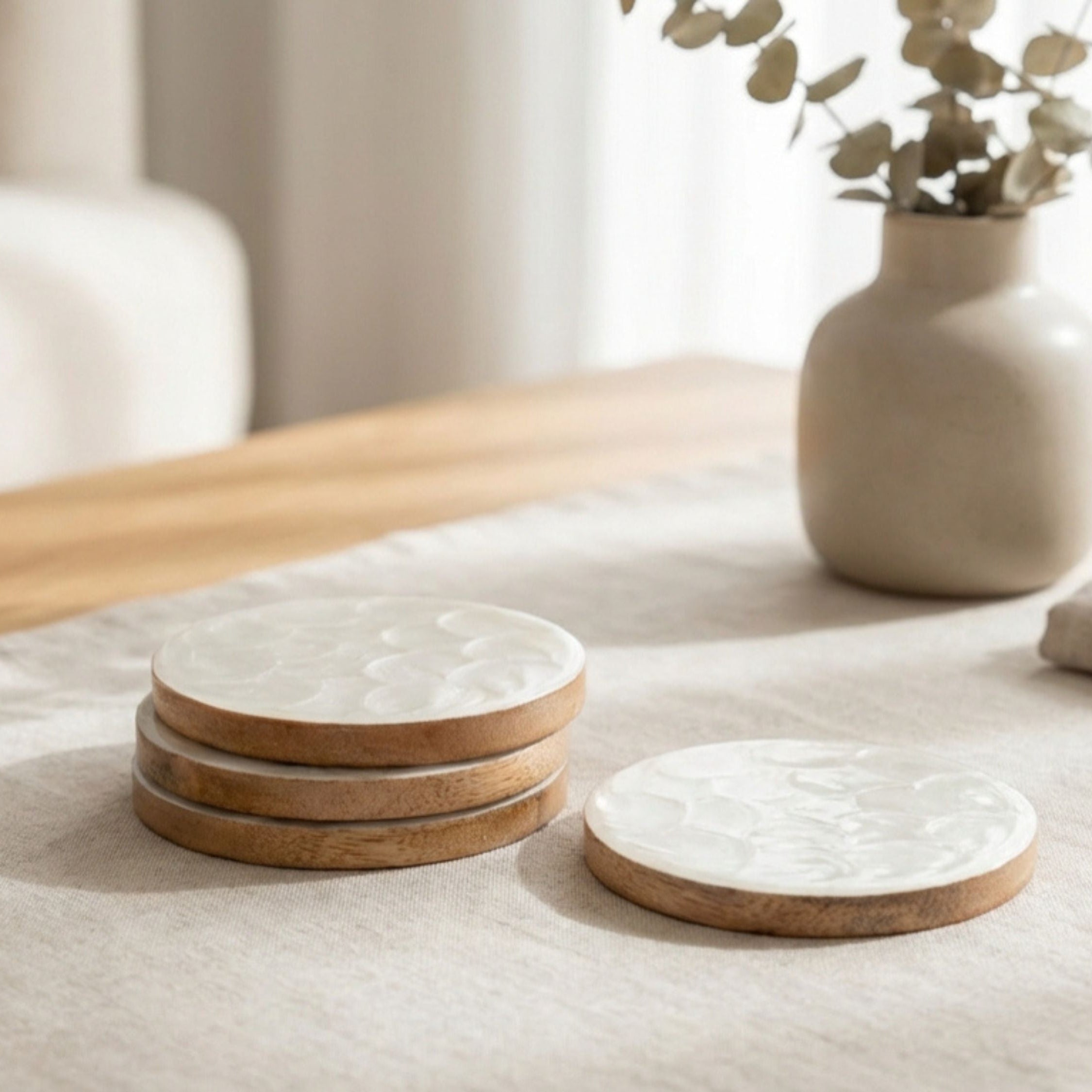 Coasters with Pearl Enamel, Set of 4
