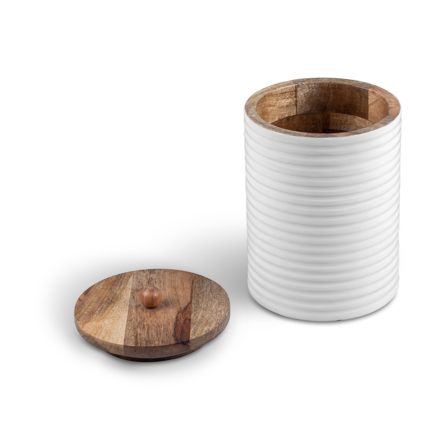 Tall Canisters with White Enamel, Set of 2 (Large and Small)