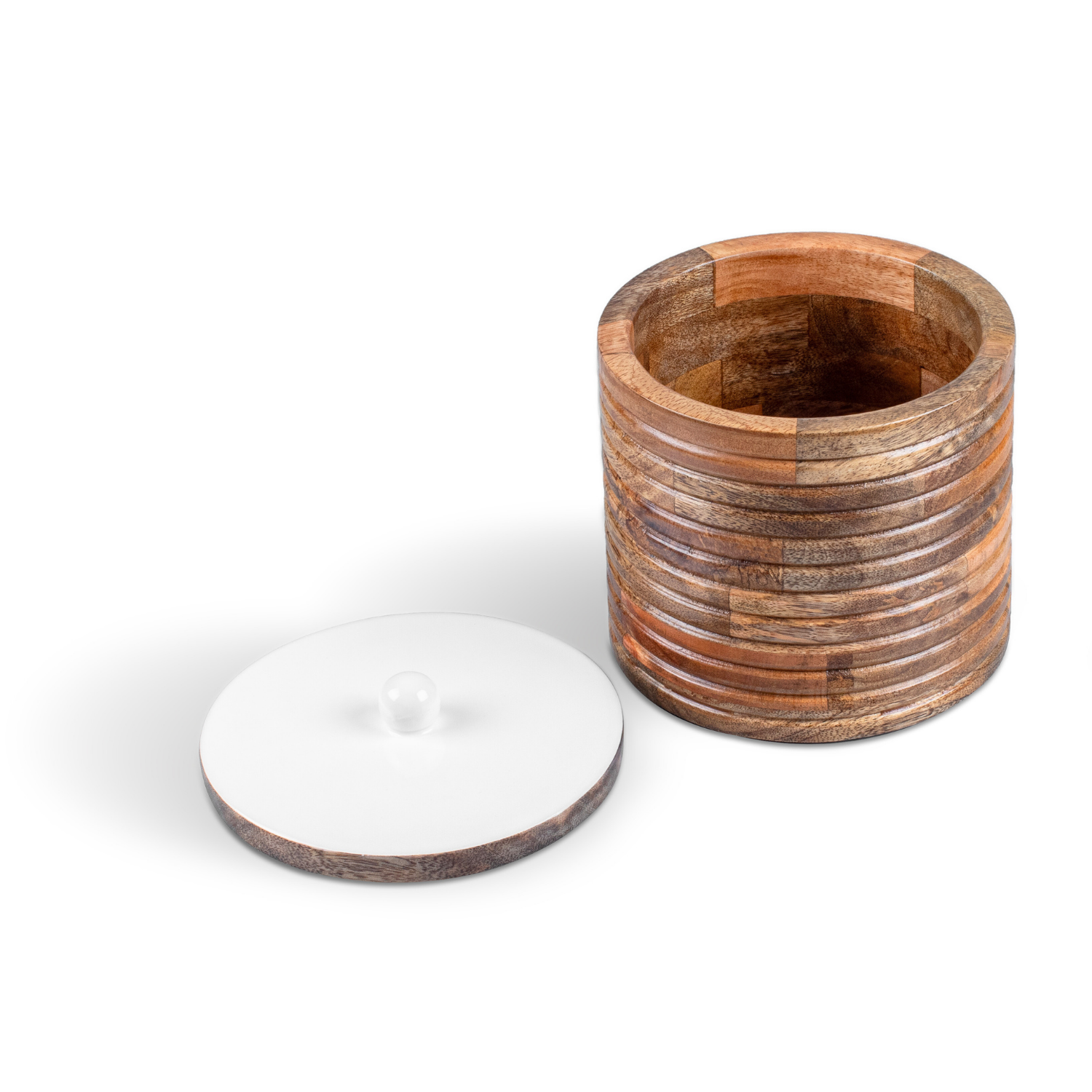 Wide Canisters with White Enamel, Set of 2 (Large and Small)