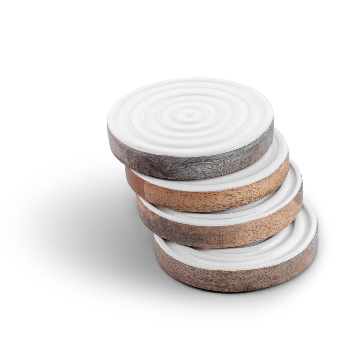 Swirl Coasters with White Enamel, Set of 4