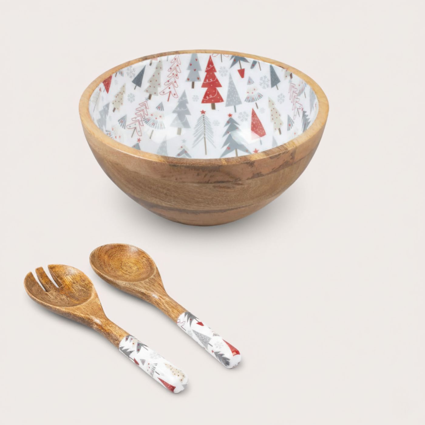 Serving Bowl and Servers with Holiday Enamel
