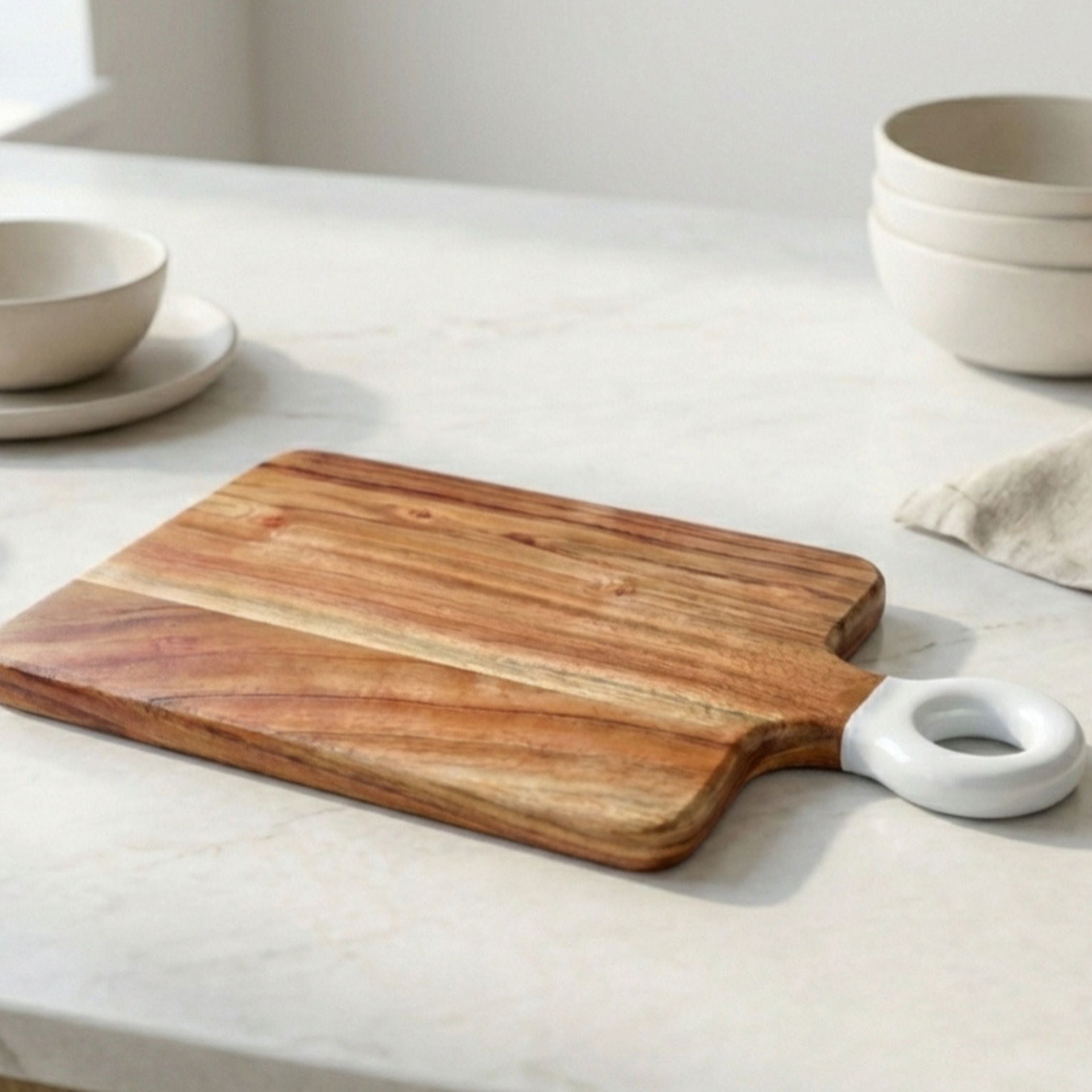 Square Small Board with White Enamel Handle