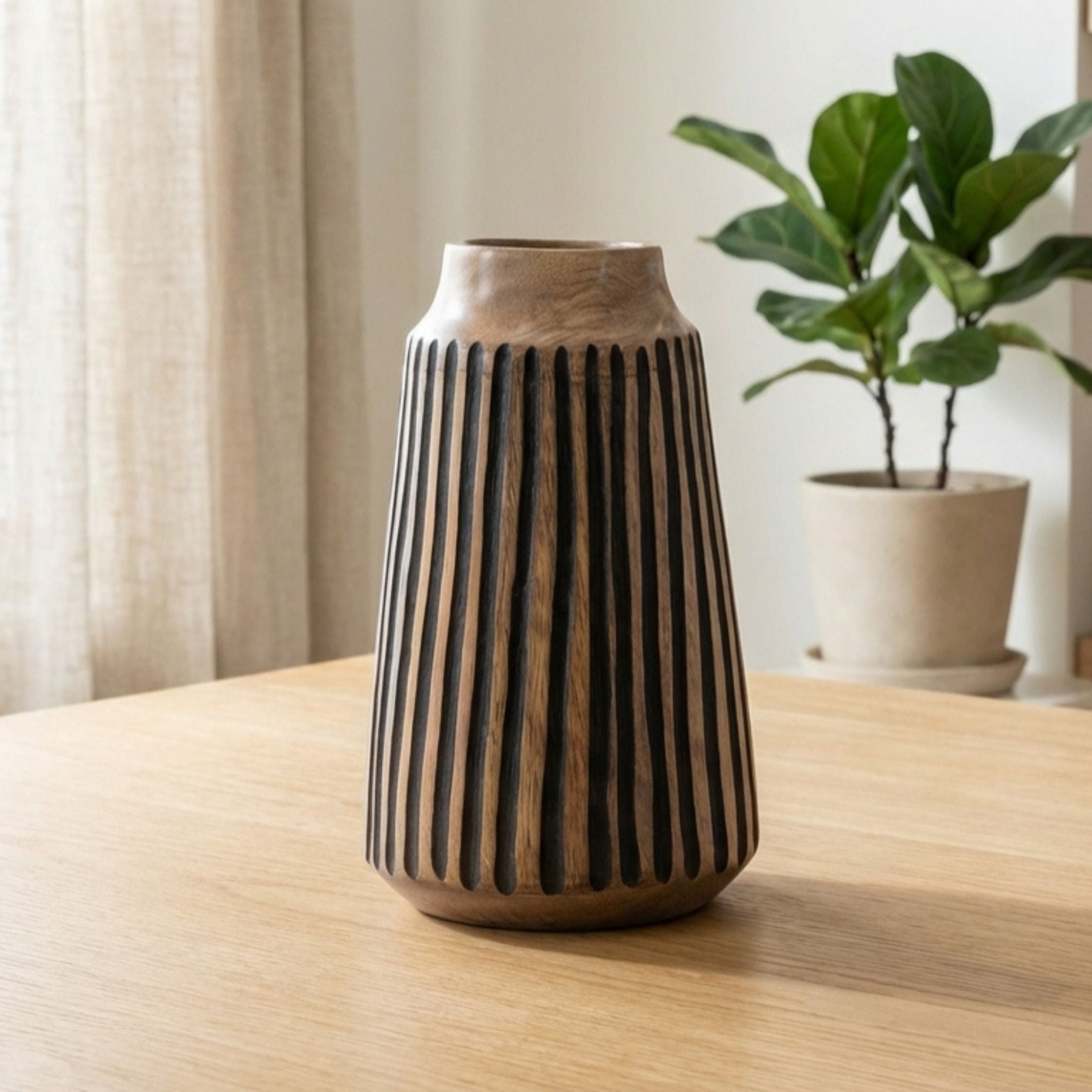 Tapered Vase with Black Lines, Large