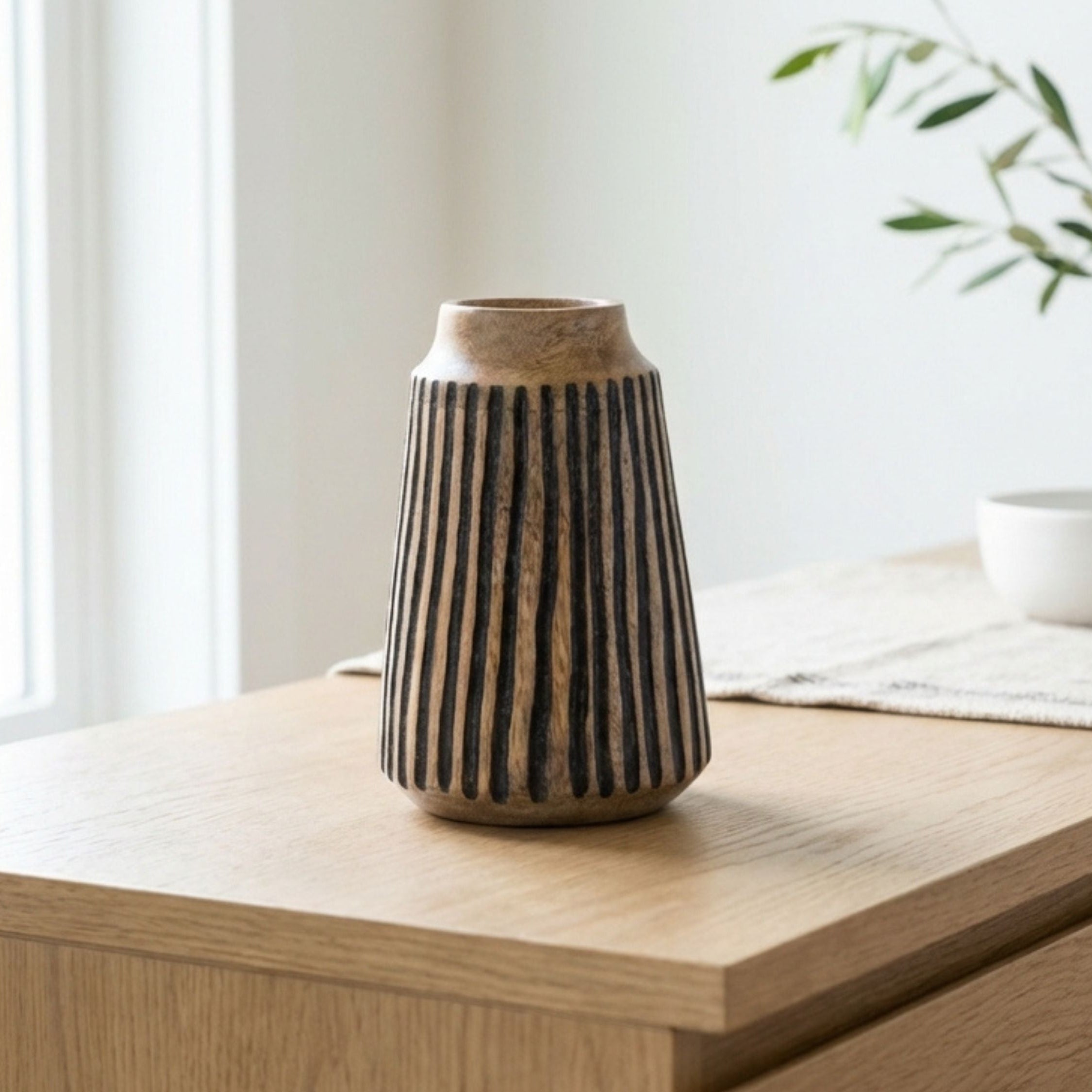 Tapered Vase with Black Lines, Small