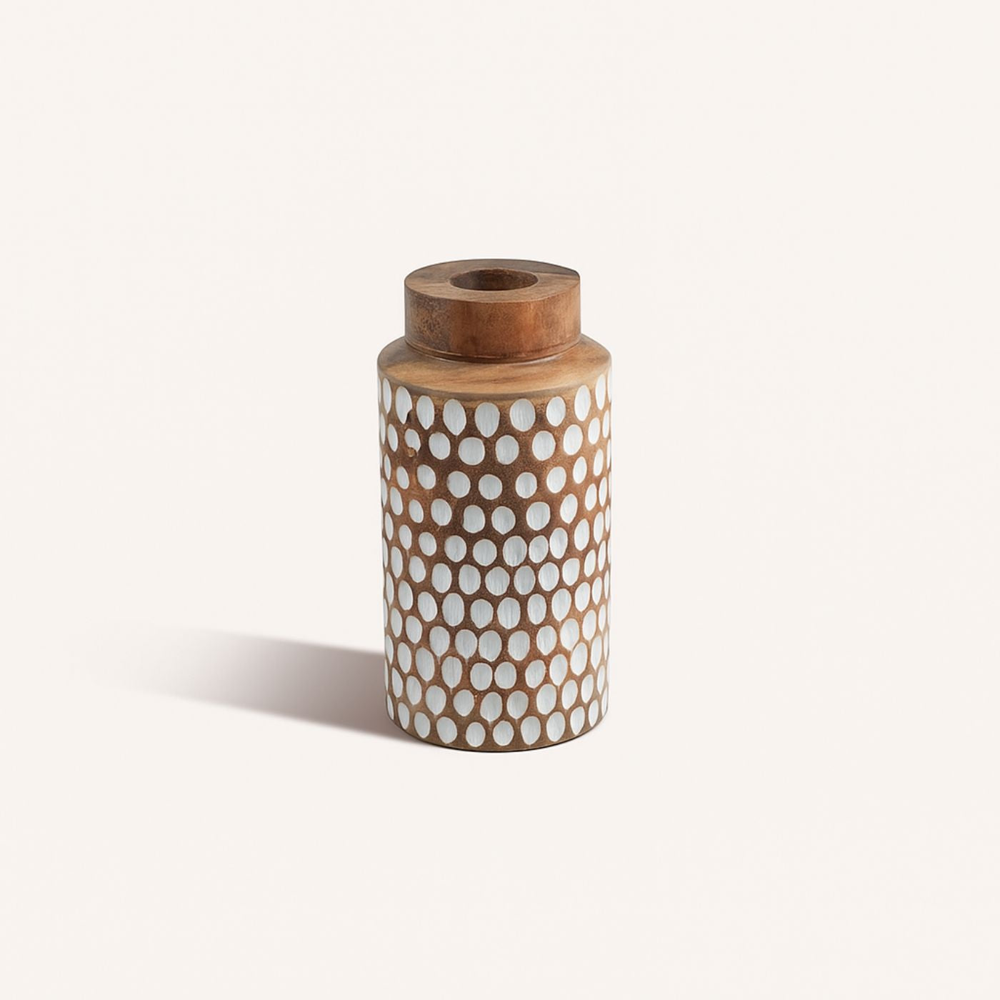 Straight Vase with White Polka Dots, Large