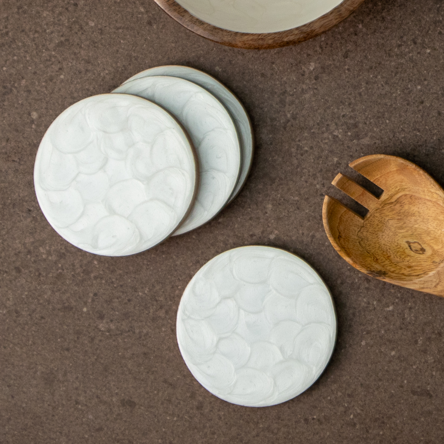 Coasters with Pearl Enamel, Set of 4