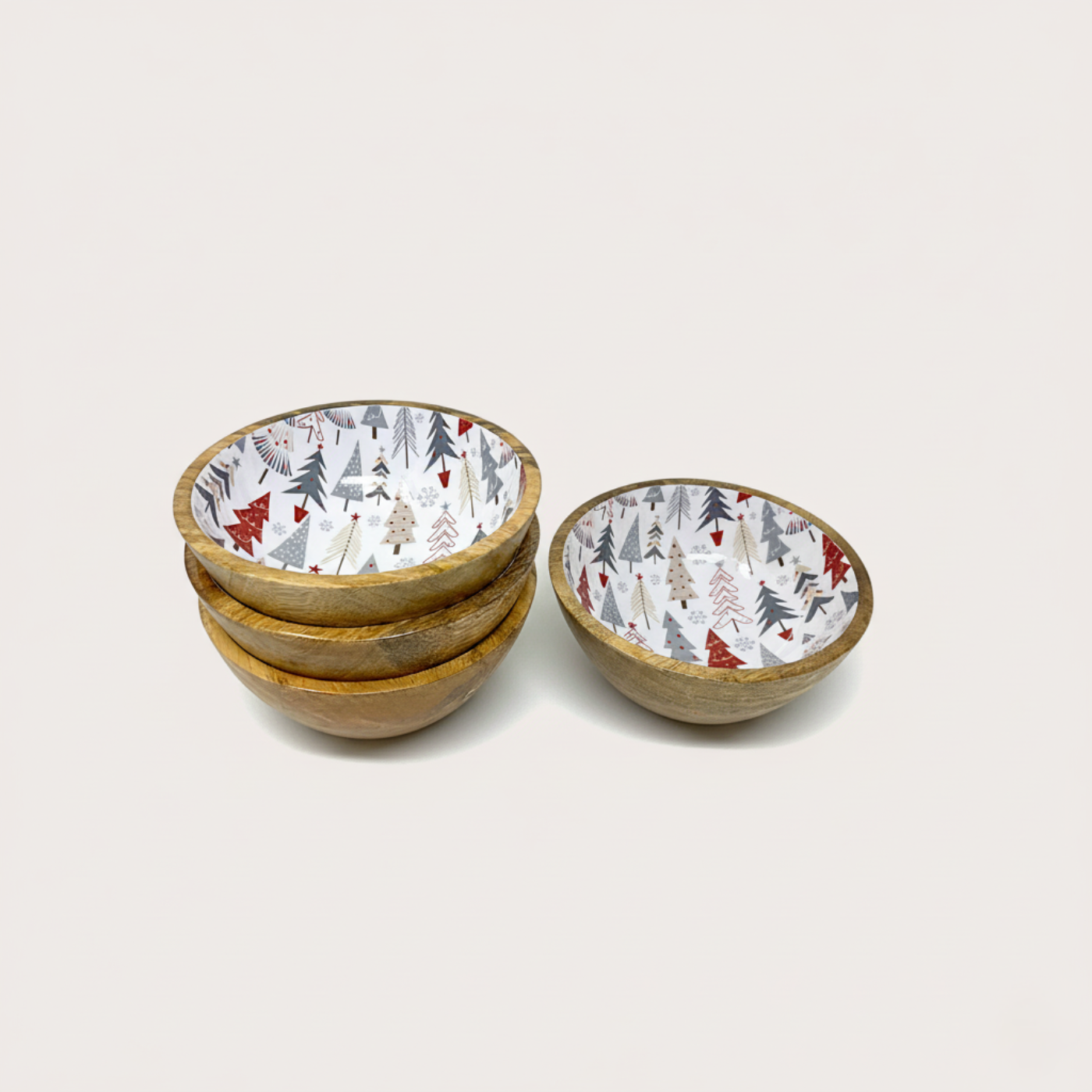 Small Bowl with Holiday Enamel, Set of 4