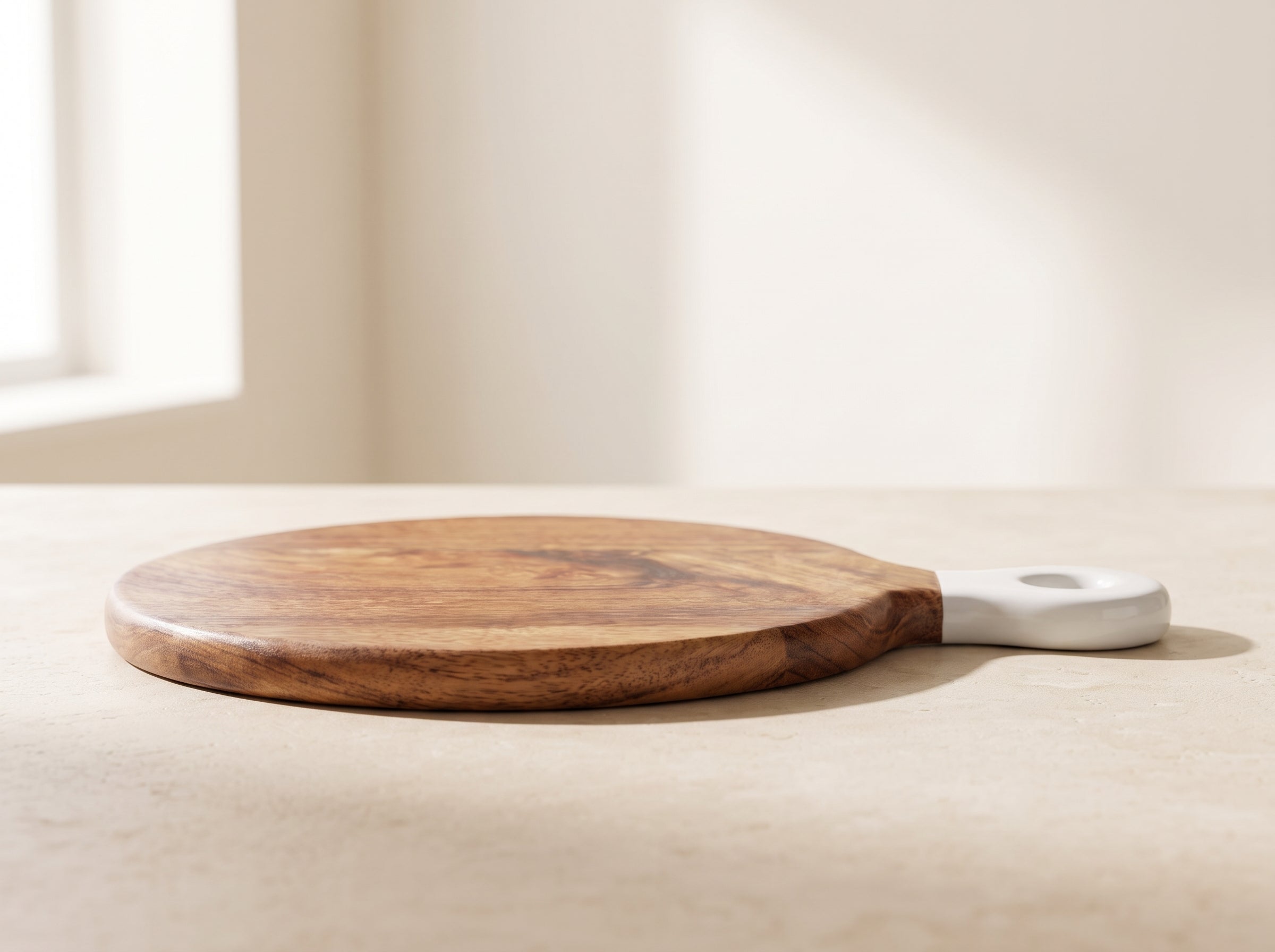 Round Small Board with White Enamel Handle