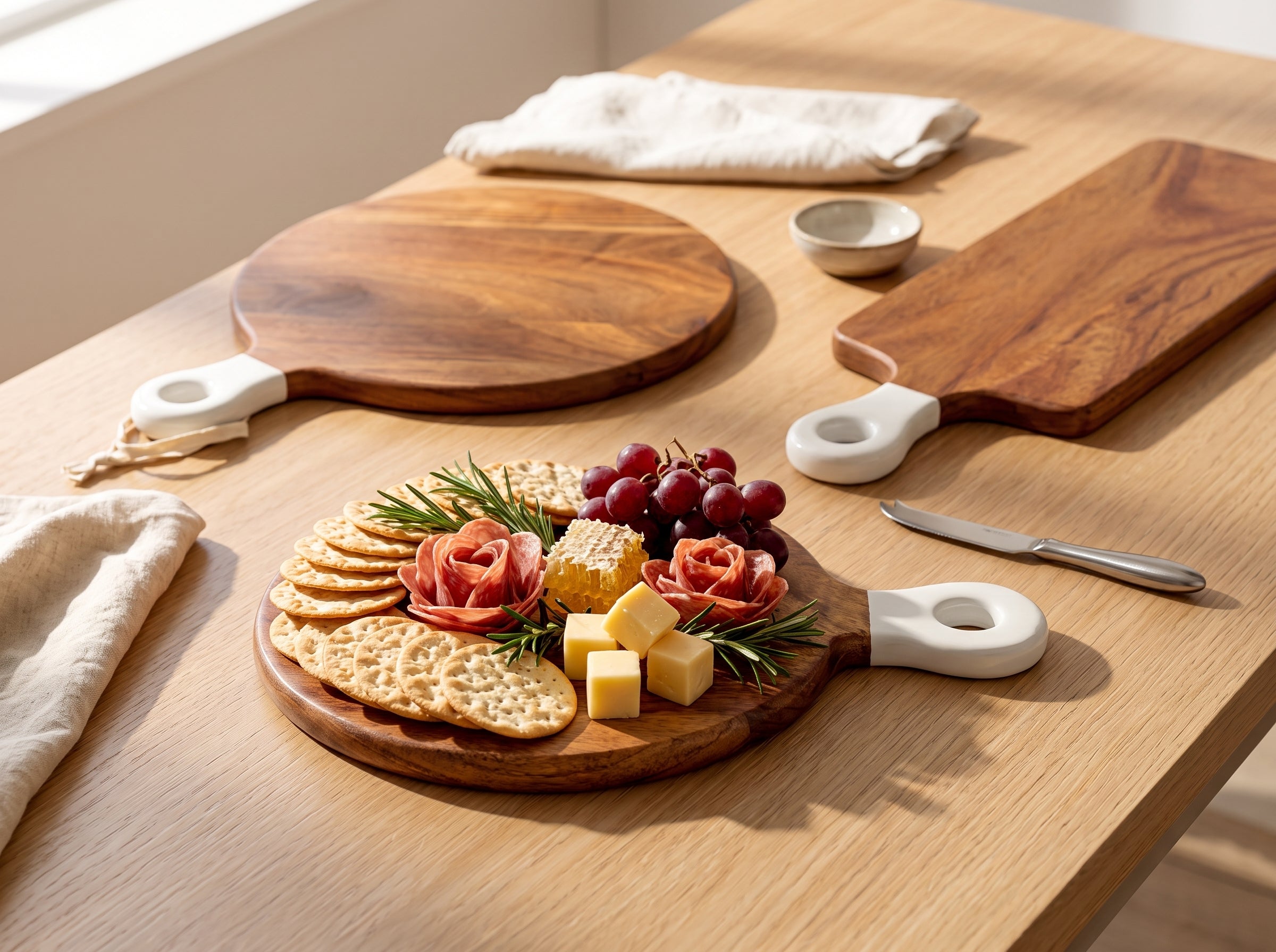 Round Small Board with White Enamel Handle