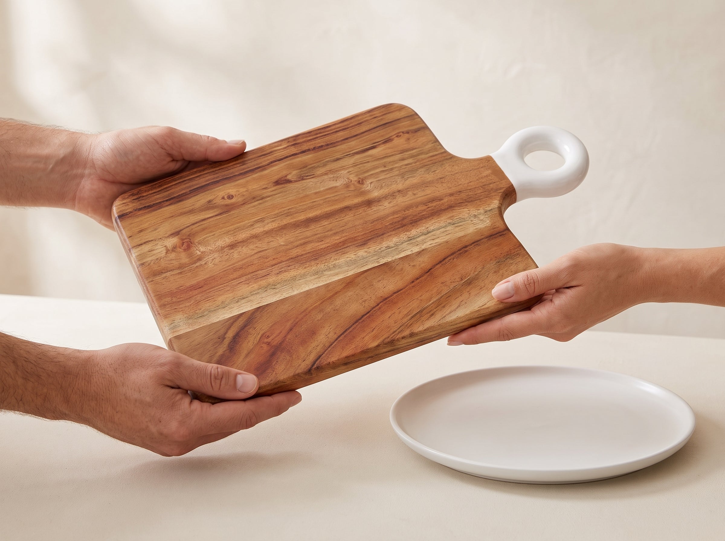Square Small Board with White Enamel Handle