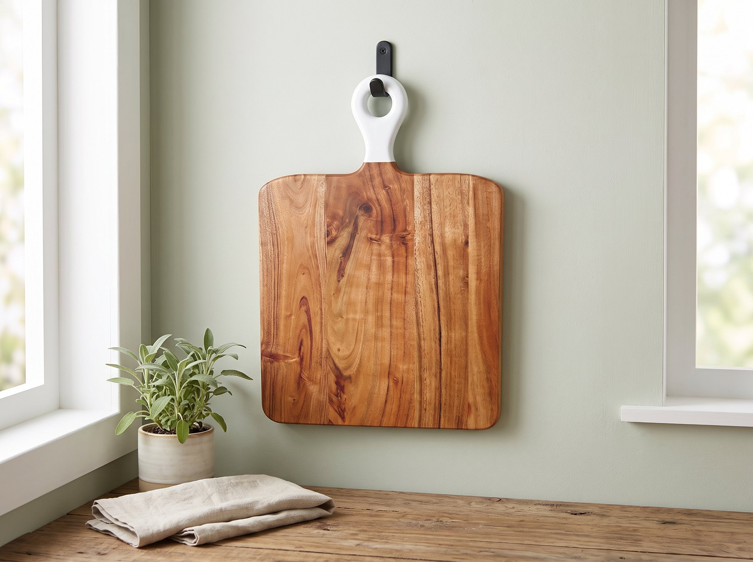 Square Large Board with White Enamel Handle
