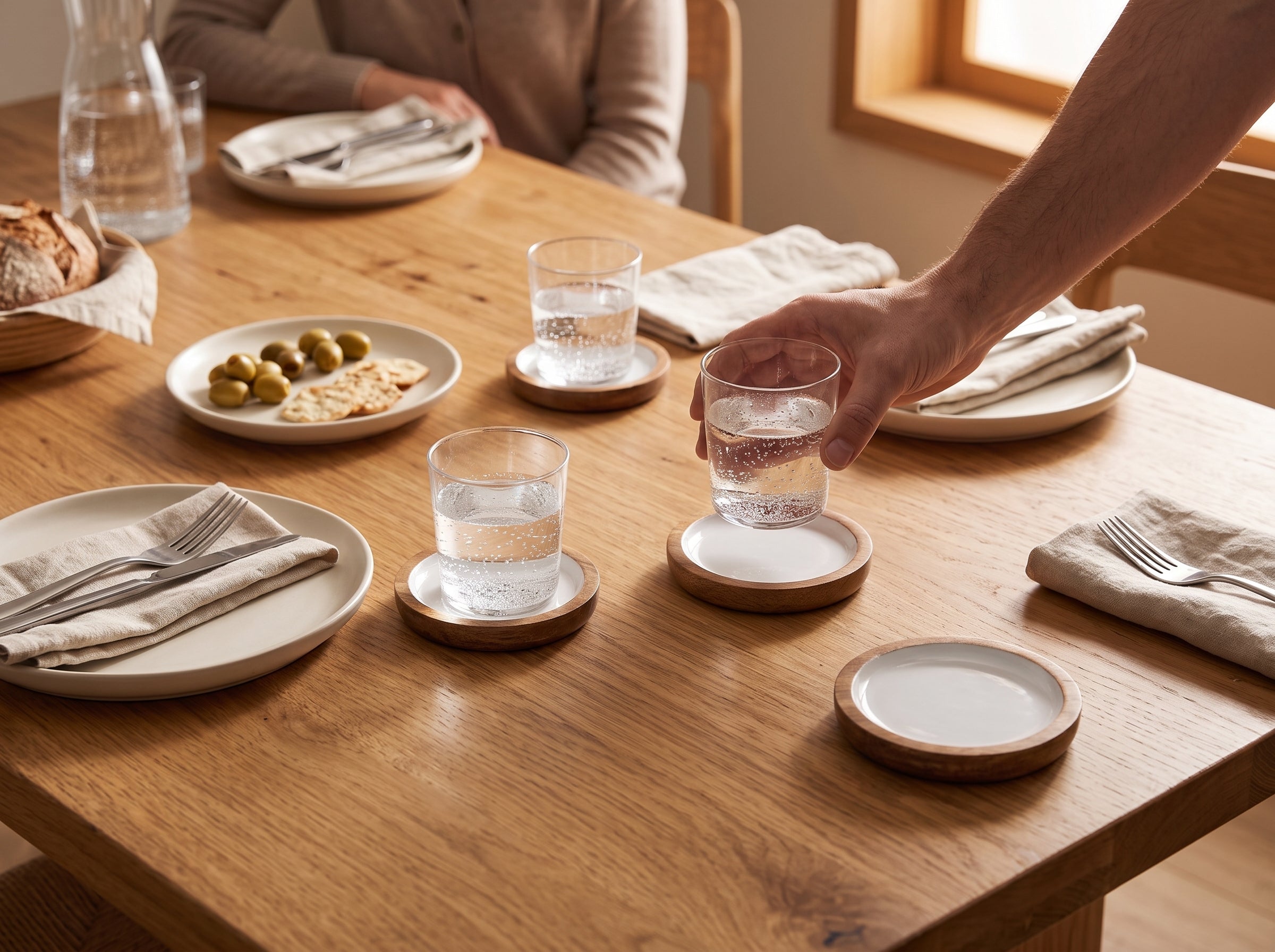 Deep Dish Coasters with White Enamel, Set of 4