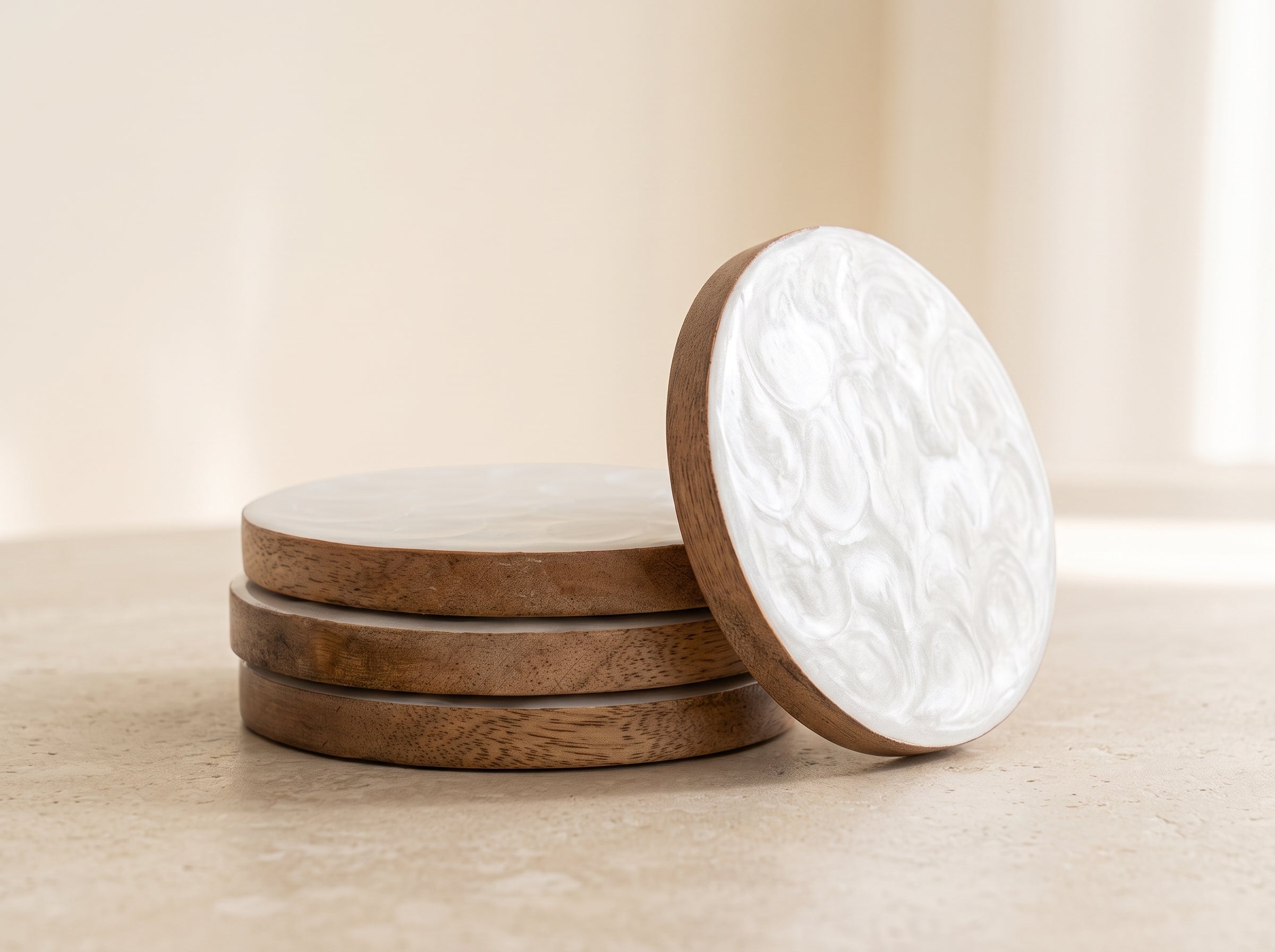 Coasters with Pearl Enamel, Set of 4