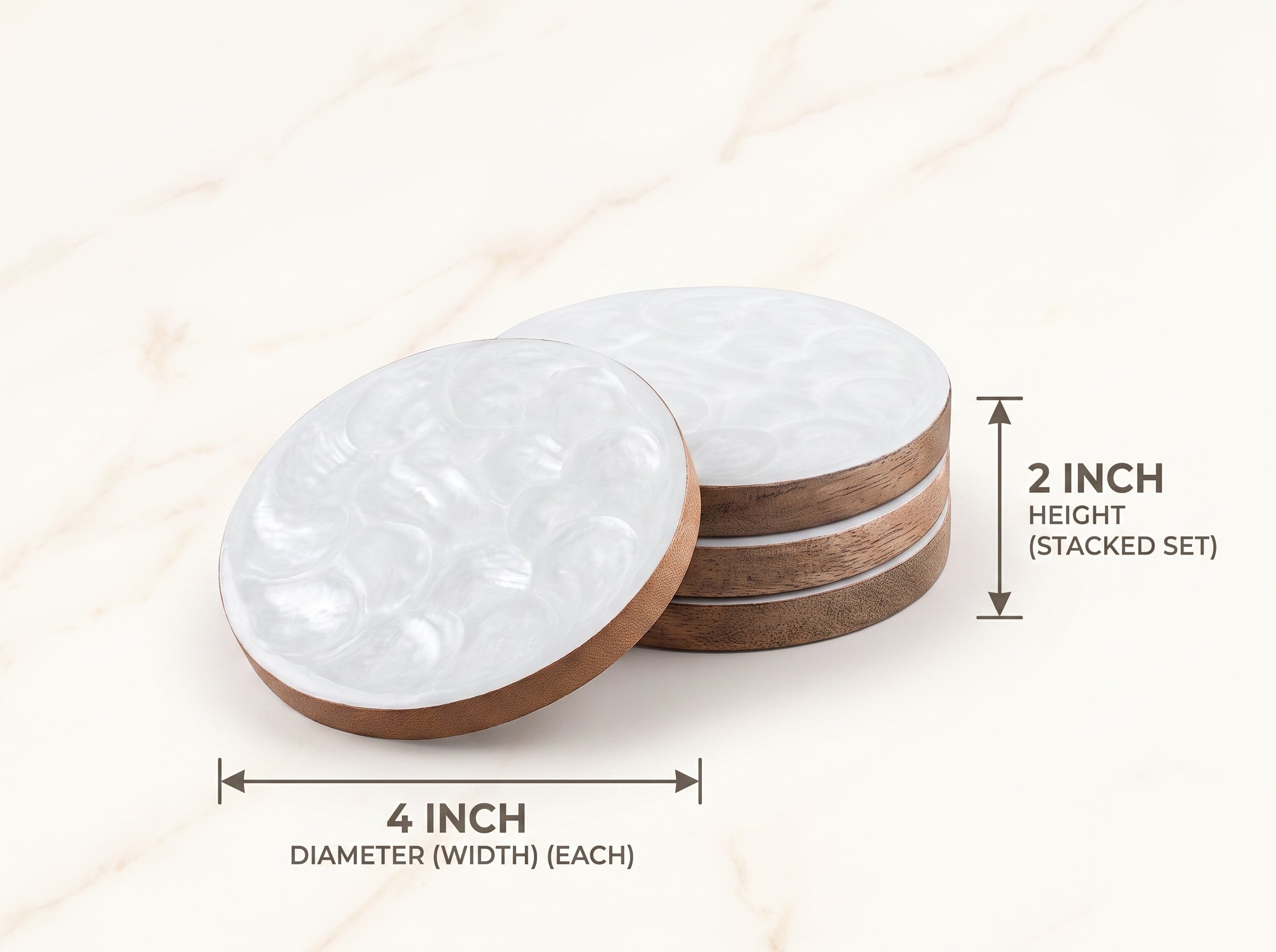 Coasters with Pearl Enamel, Set of 4
