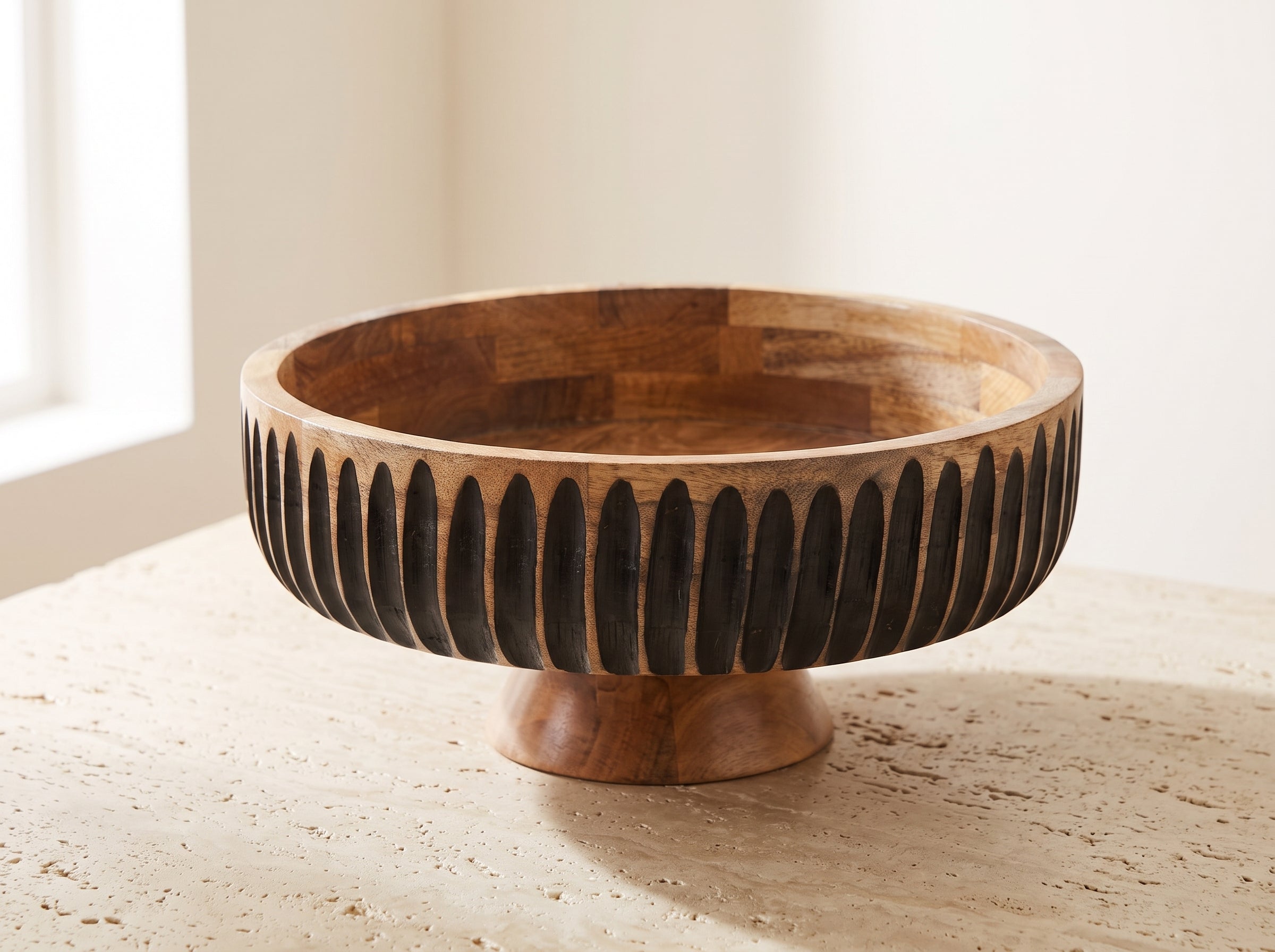 Large Flat Bowl with Black Lines