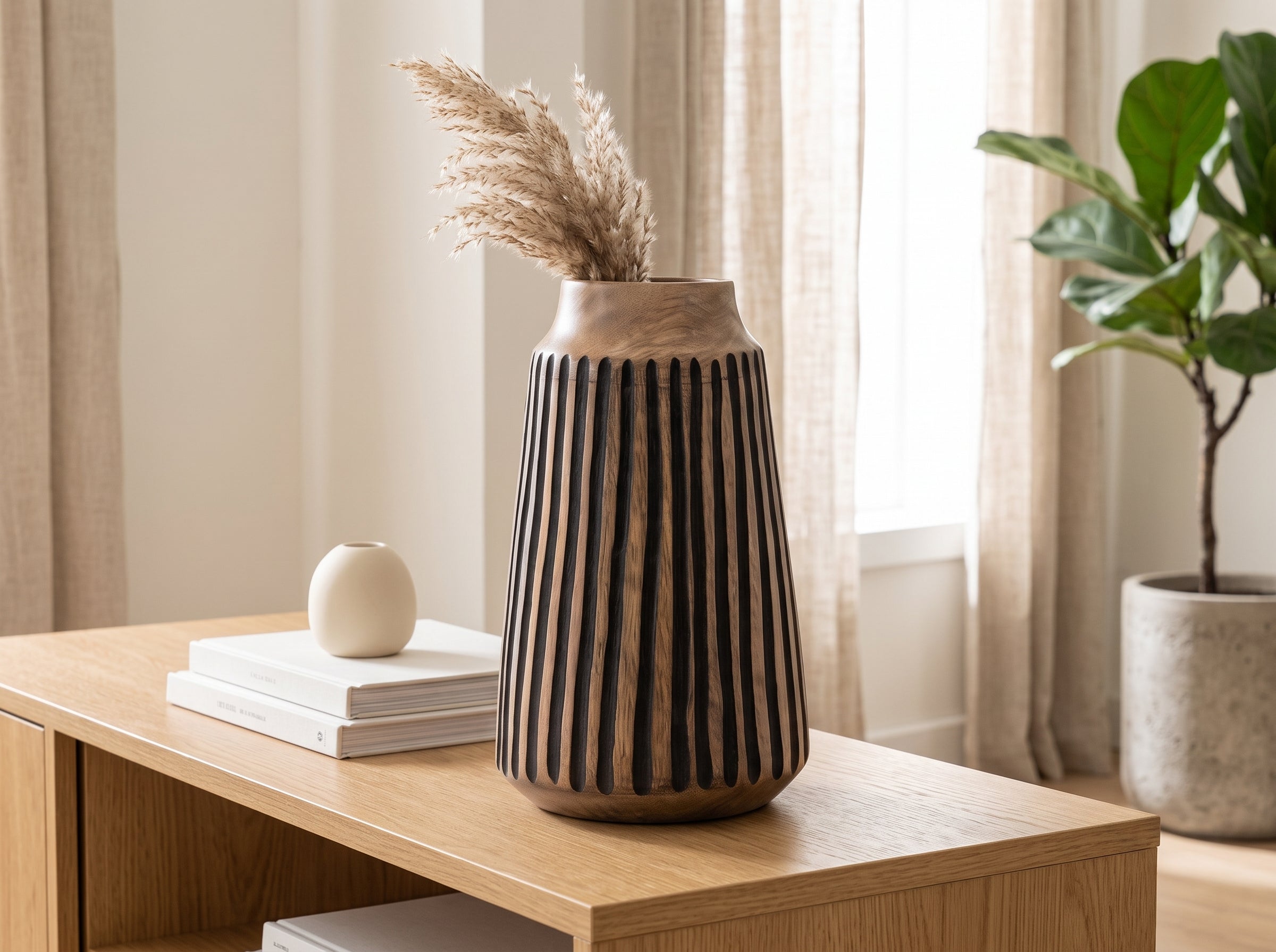 Tapered Vase with Black Lines, Large
