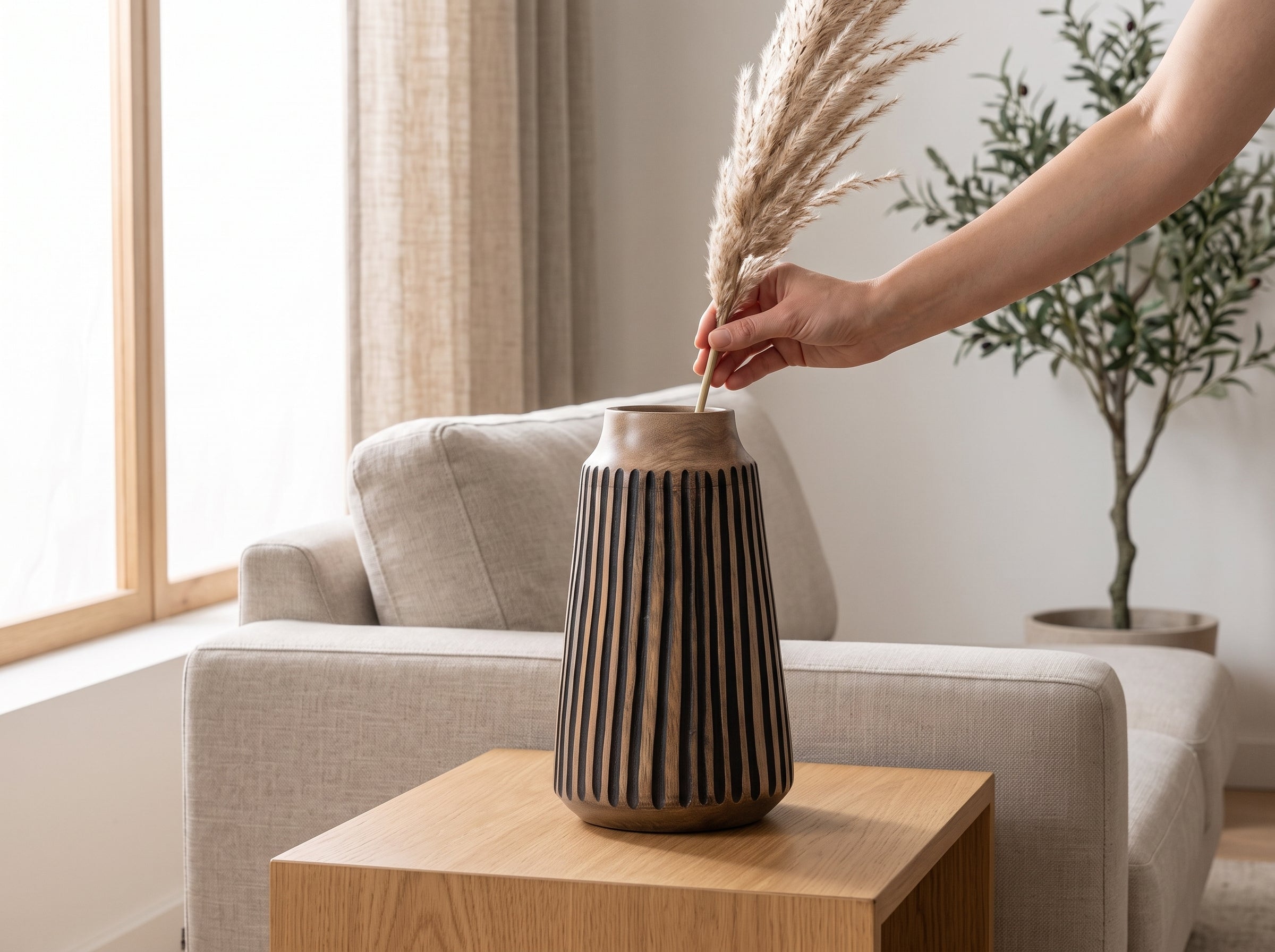 Tapered Vase with Black Lines, Large