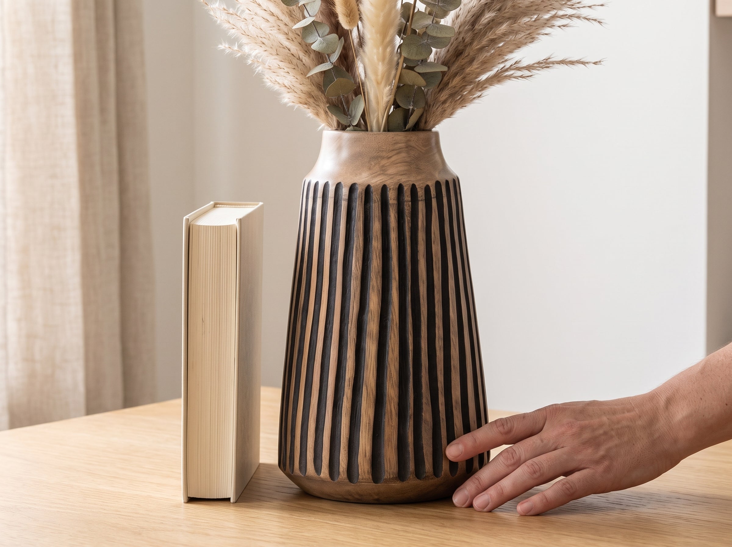 Tapered Vase with Black Lines, Large