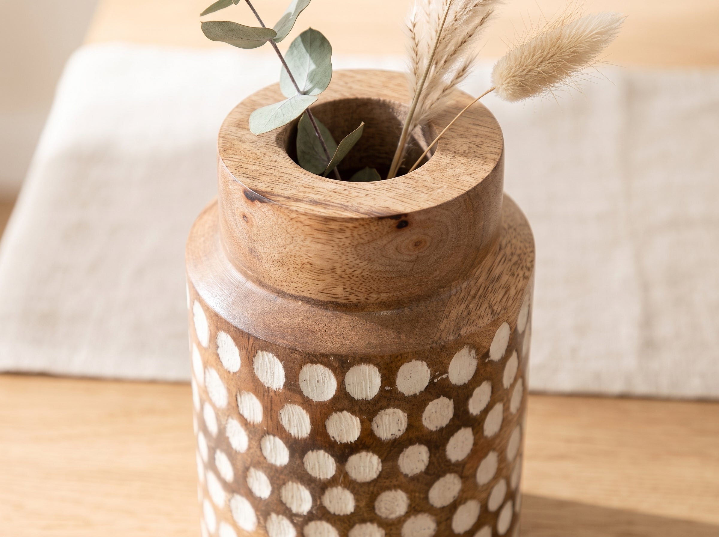 Straight Vase with White Polka Dots, Small