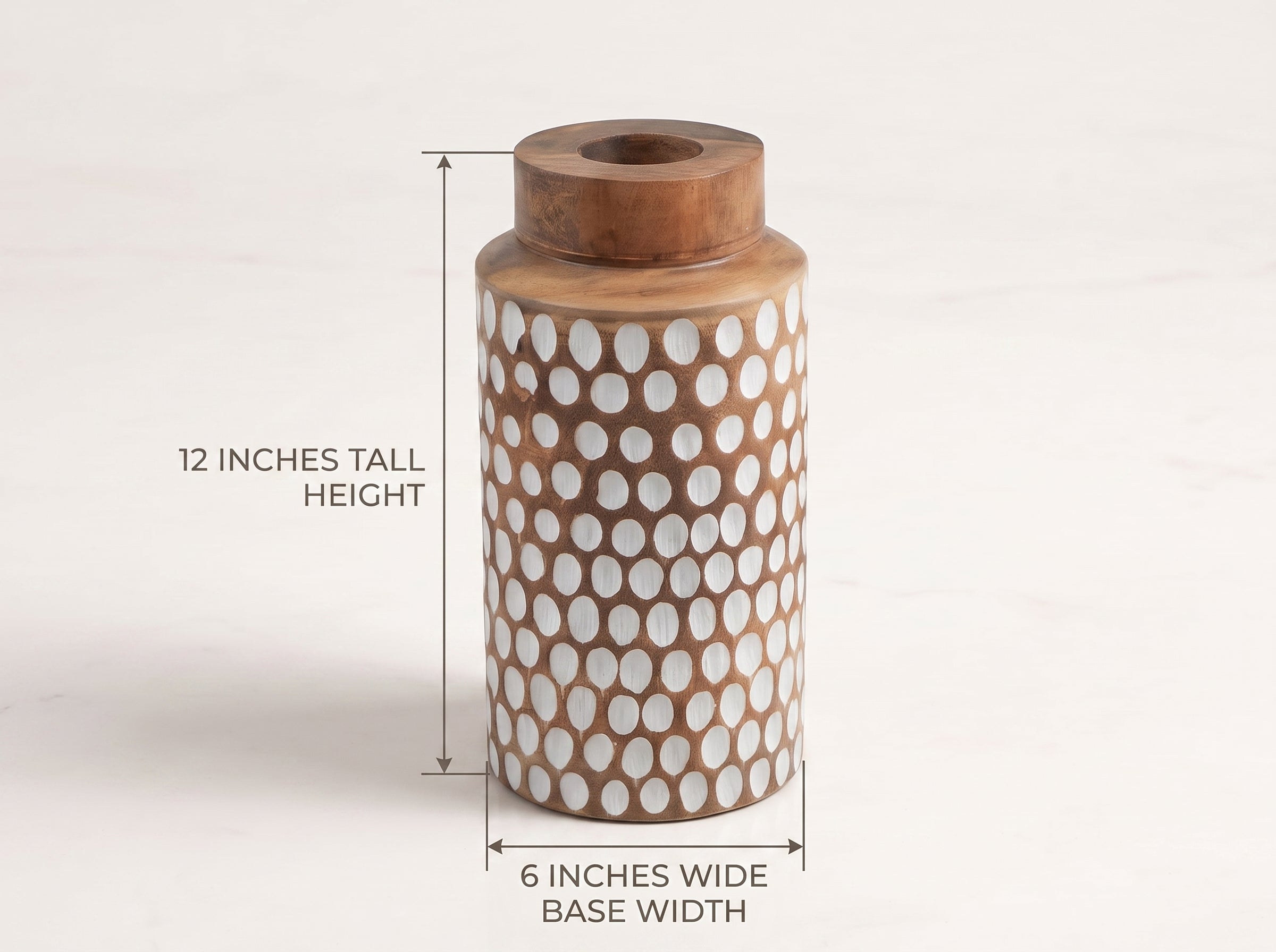 Straight Vase with White Polka Dots, Large