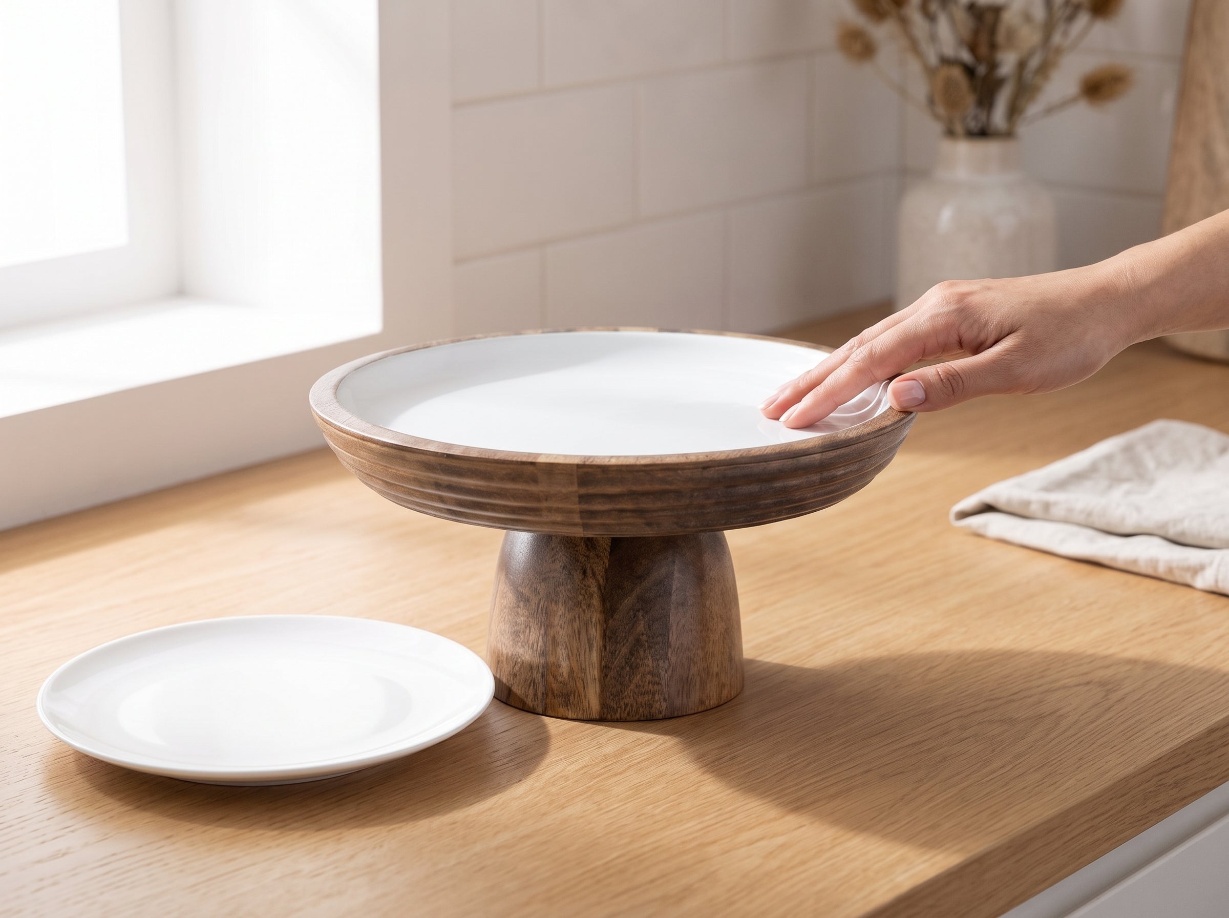 Cake Stand with White Enamel