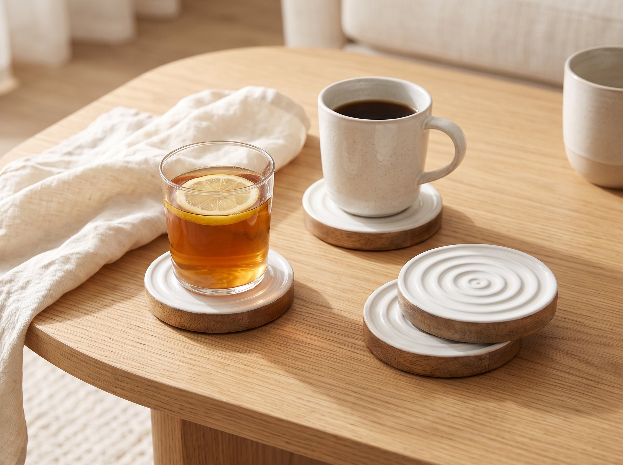 Swirl Coasters with White Enamel, Set of 4