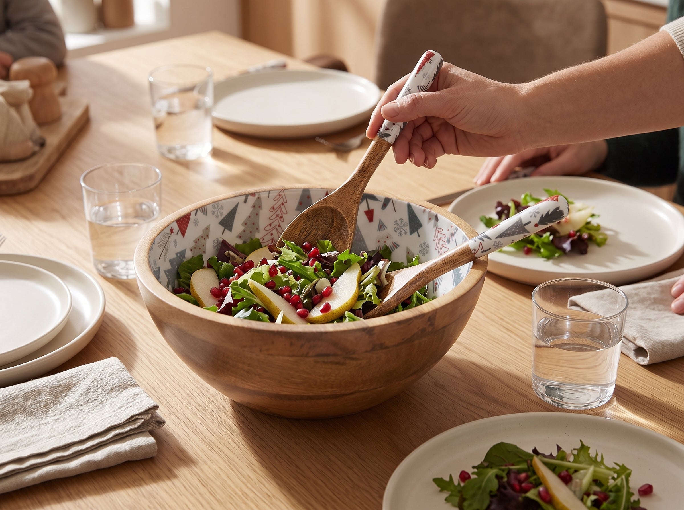 Serving Bowl and Servers with Holiday Enamel