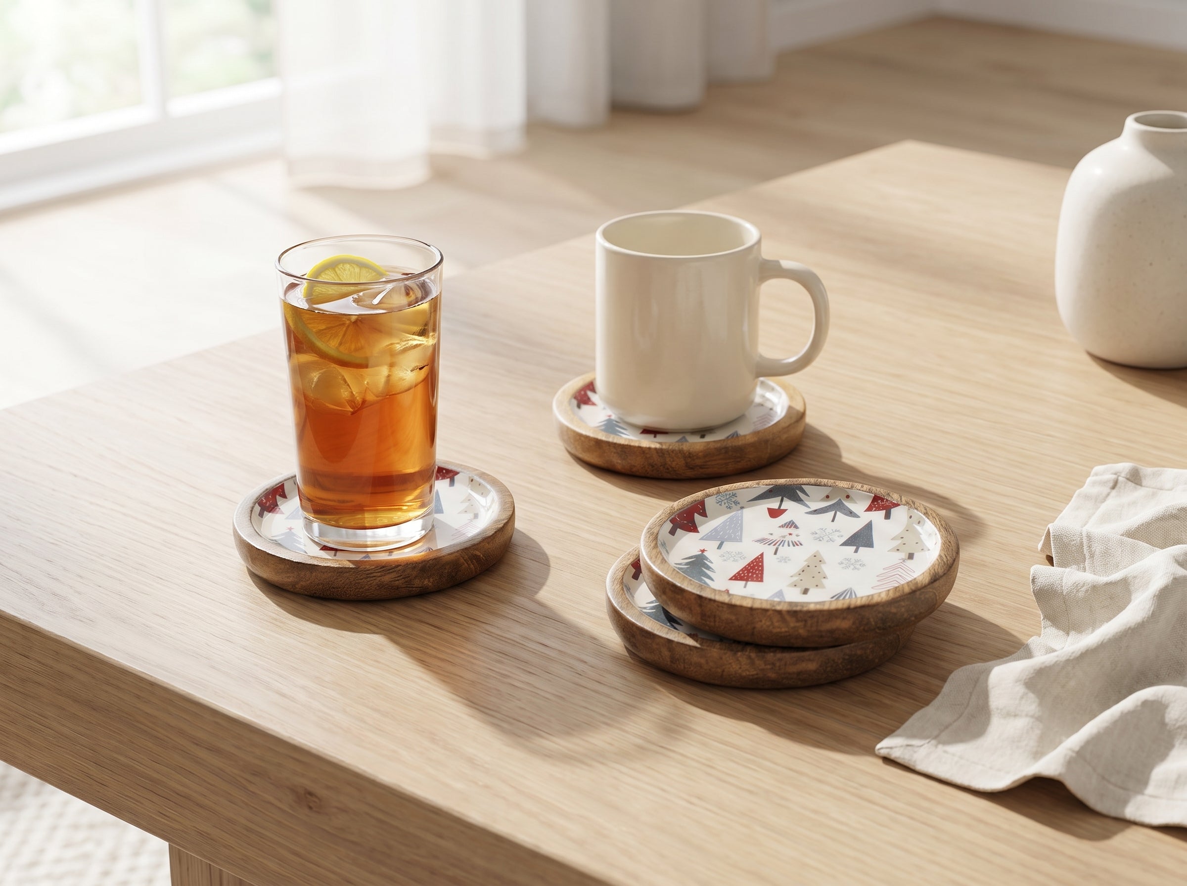 Coasters with Holiday Enamel, Set of 4