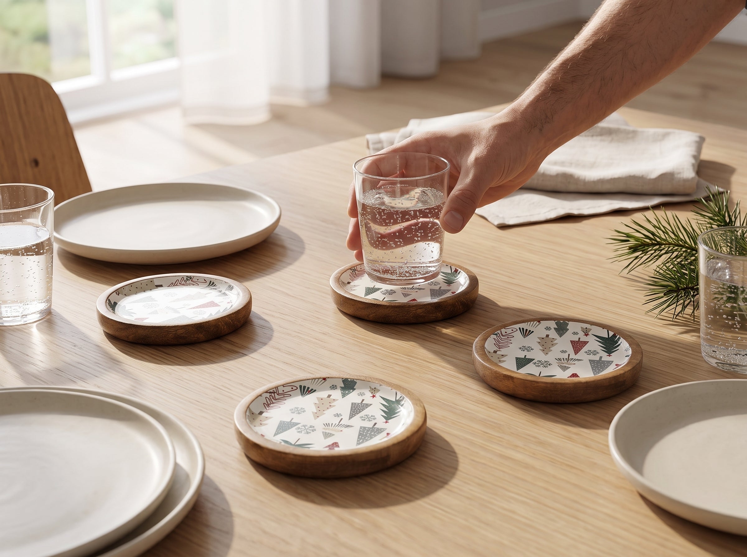 Coasters with Holiday Enamel, Set of 4