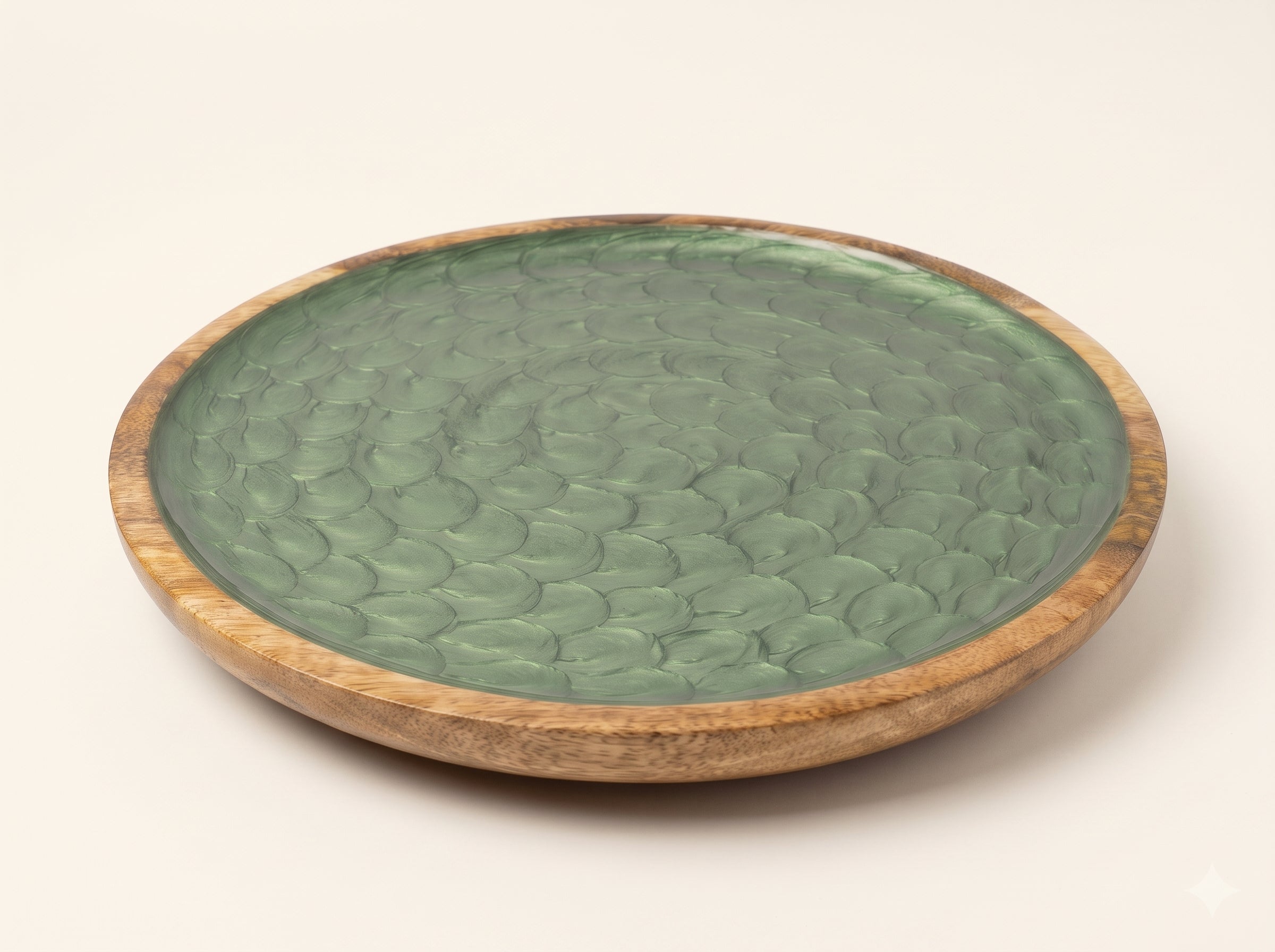 Lazy Susan Turntable with Green Pearl Enamel