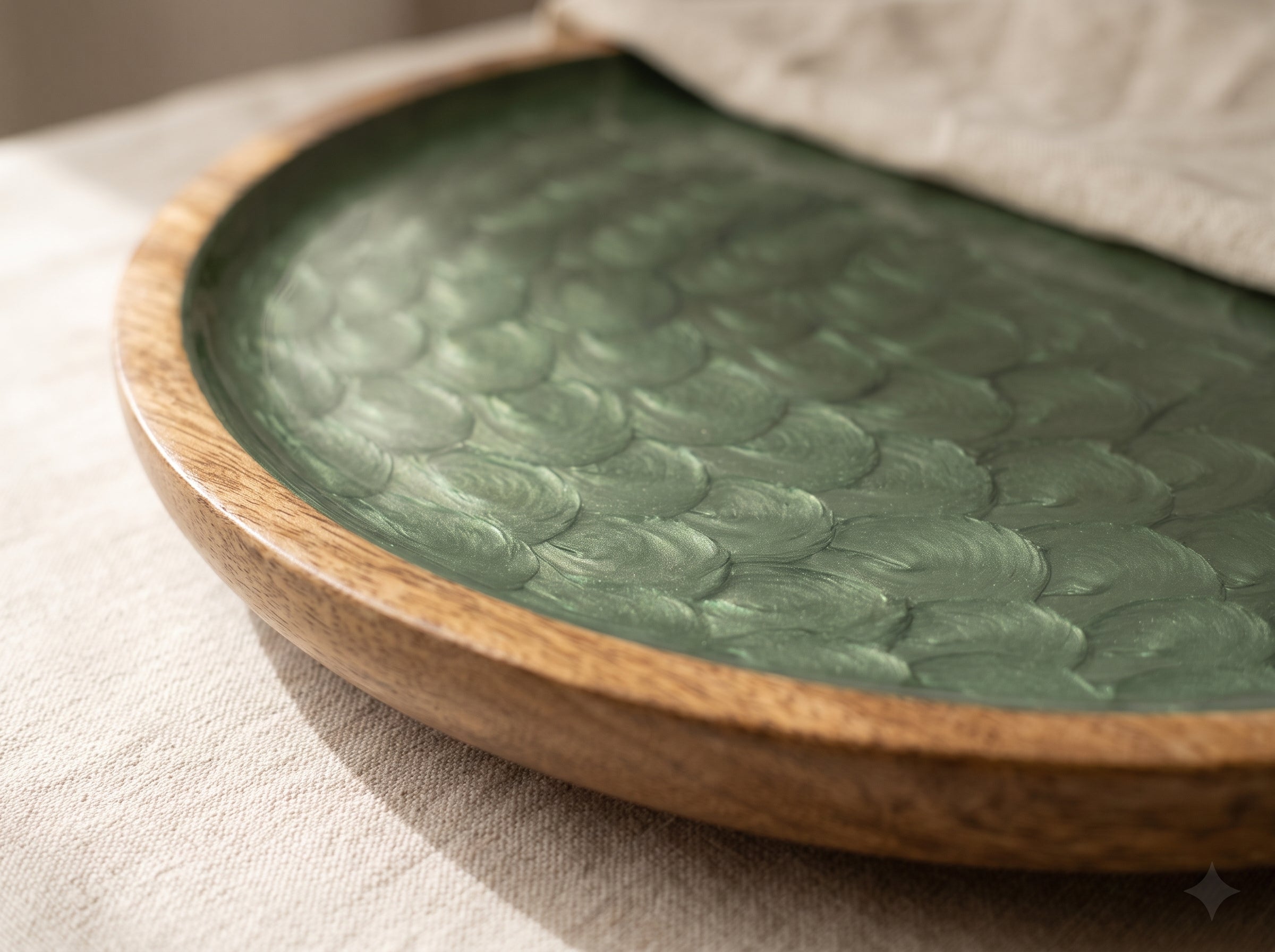 Lazy Susan Turntable with Green Pearl Enamel