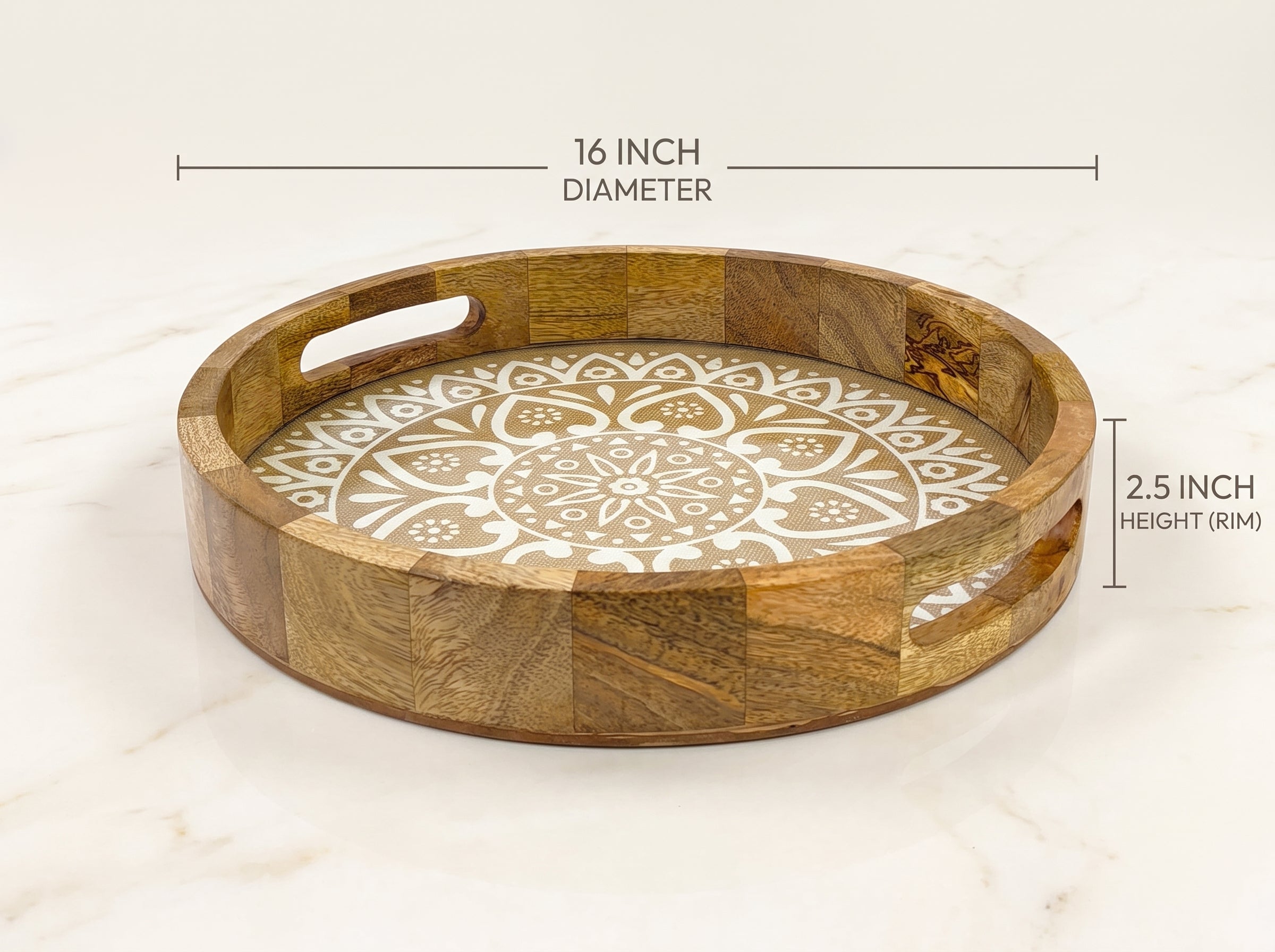 Round Tray with Cotton Mat, Large