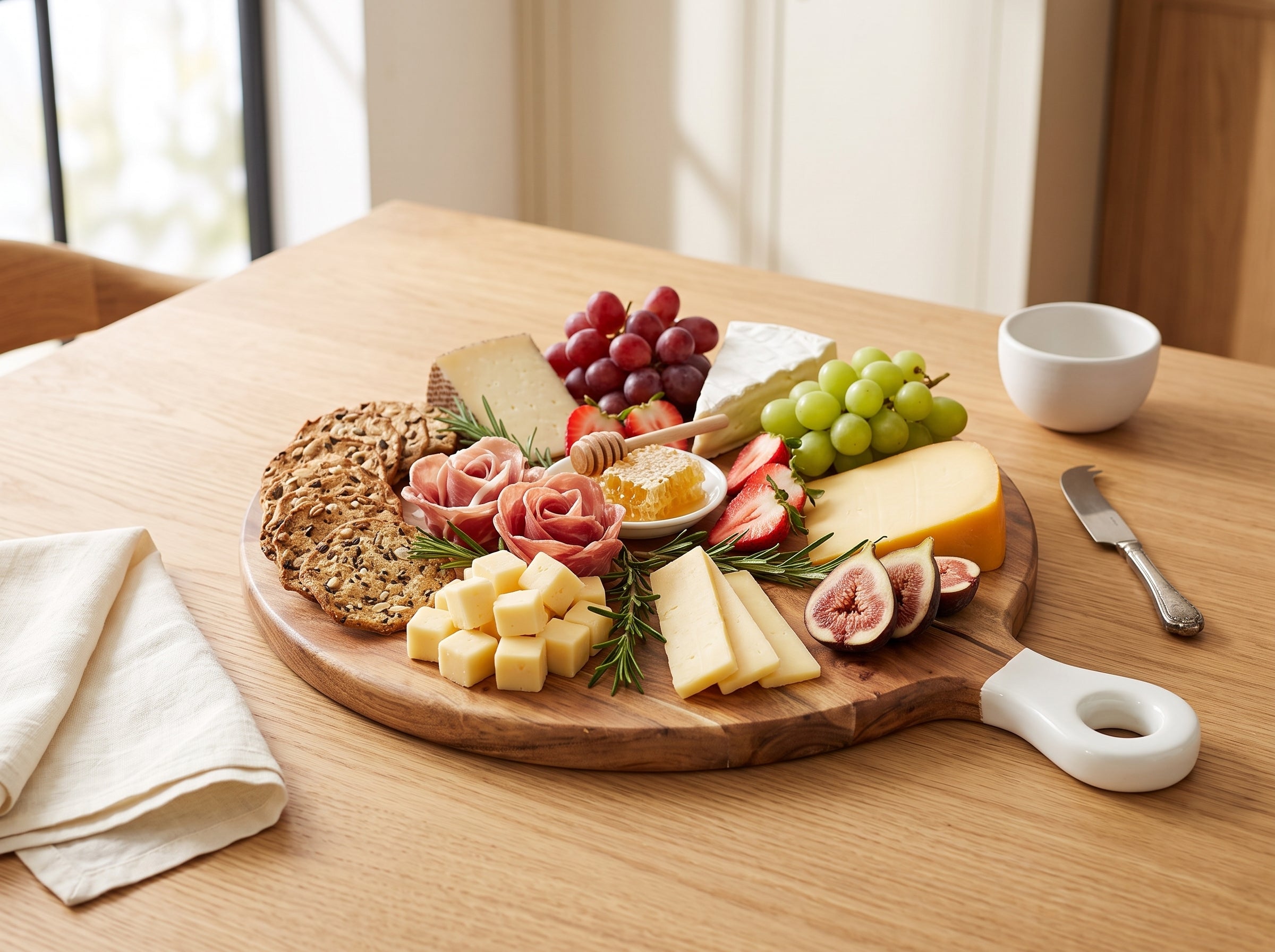Round Large Board with White Enamel Handle