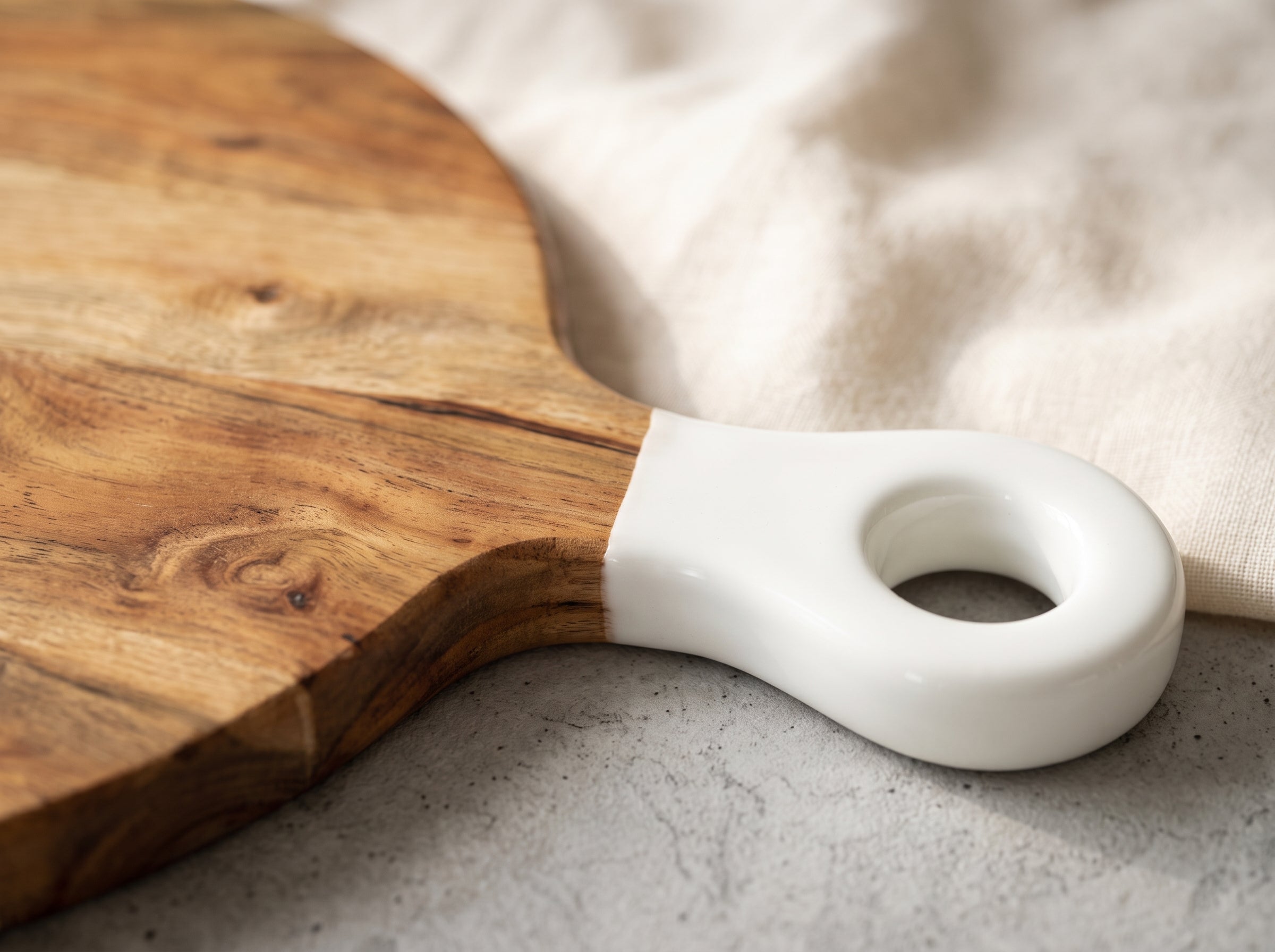 Round Large Board with White Enamel Handle