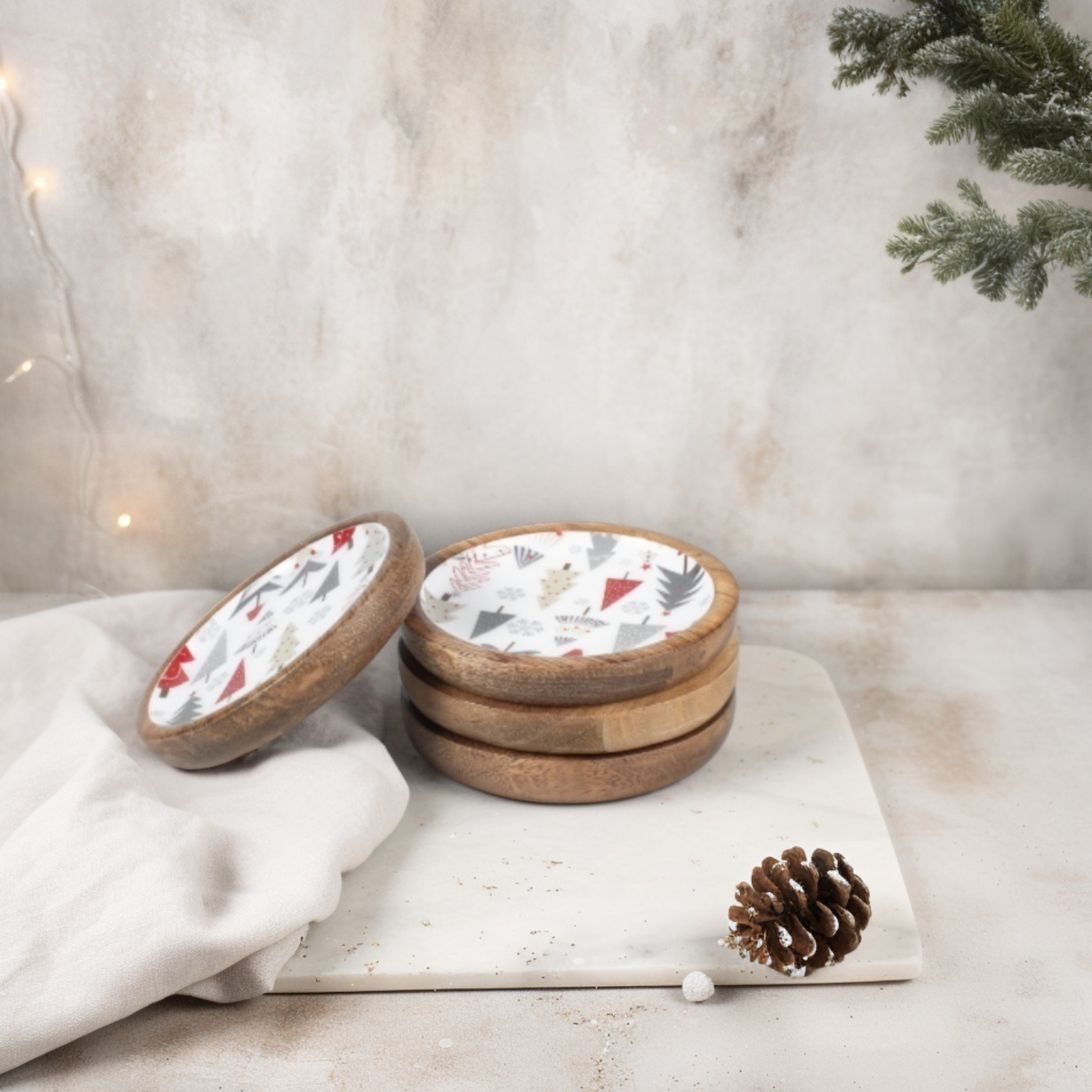 Coasters with Holiday Enamel, Set of 4