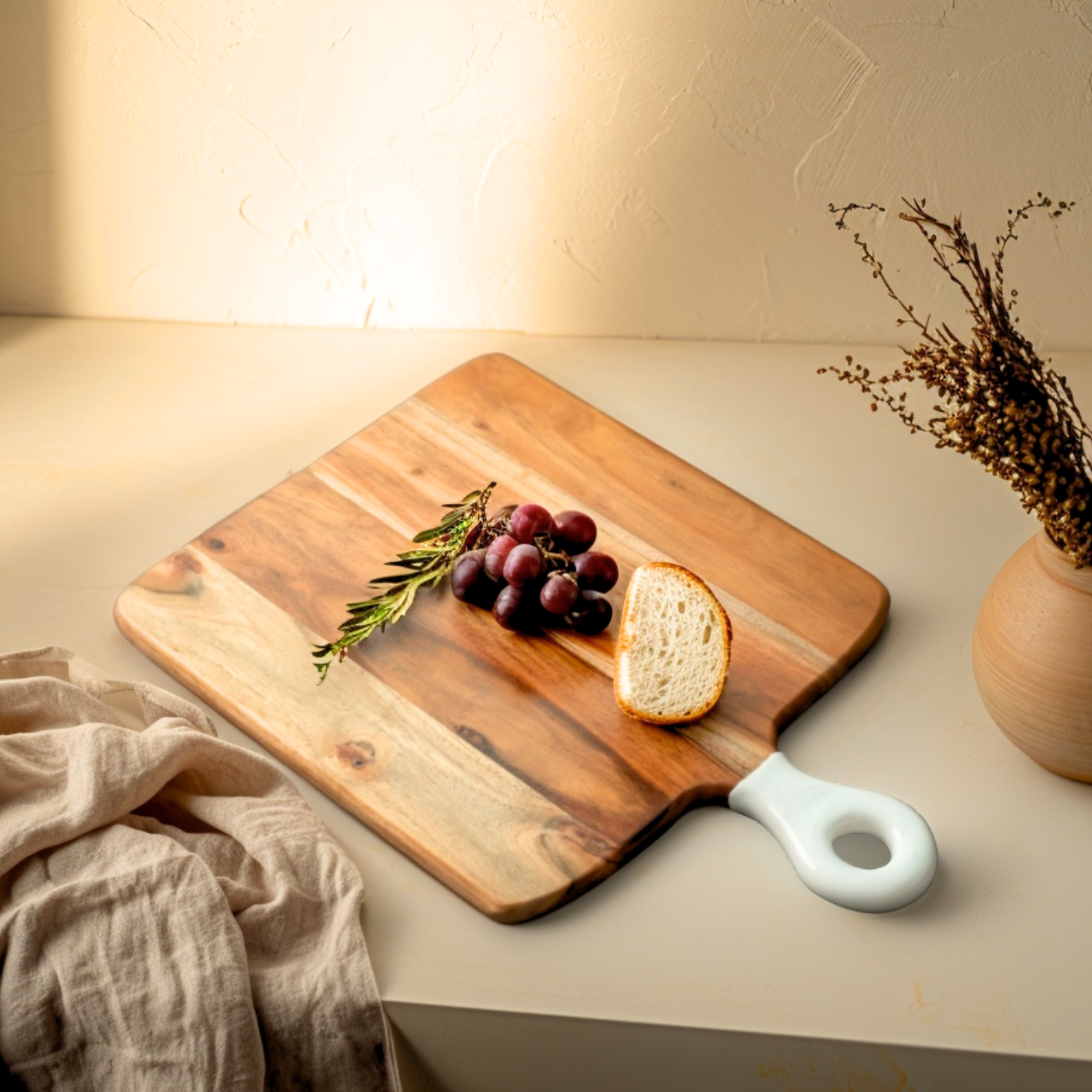 Square Large Board with White Enamel Handle