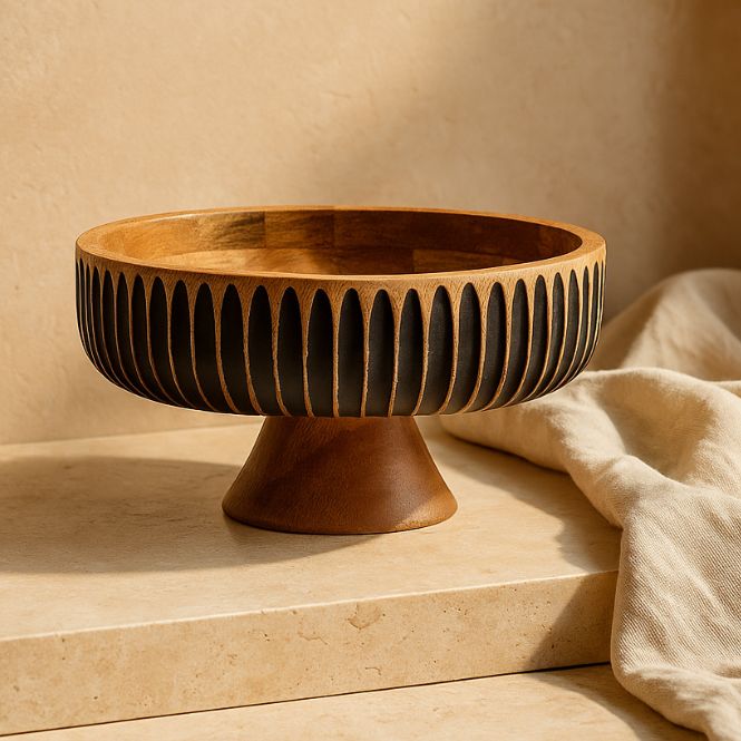 Large Flat Bowl with Black Lines