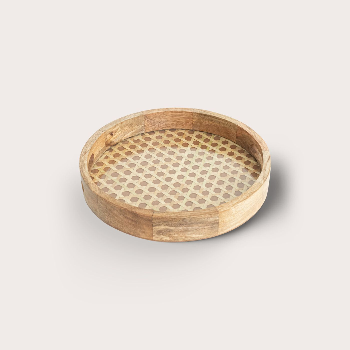 Round Tray with Rattan Mat