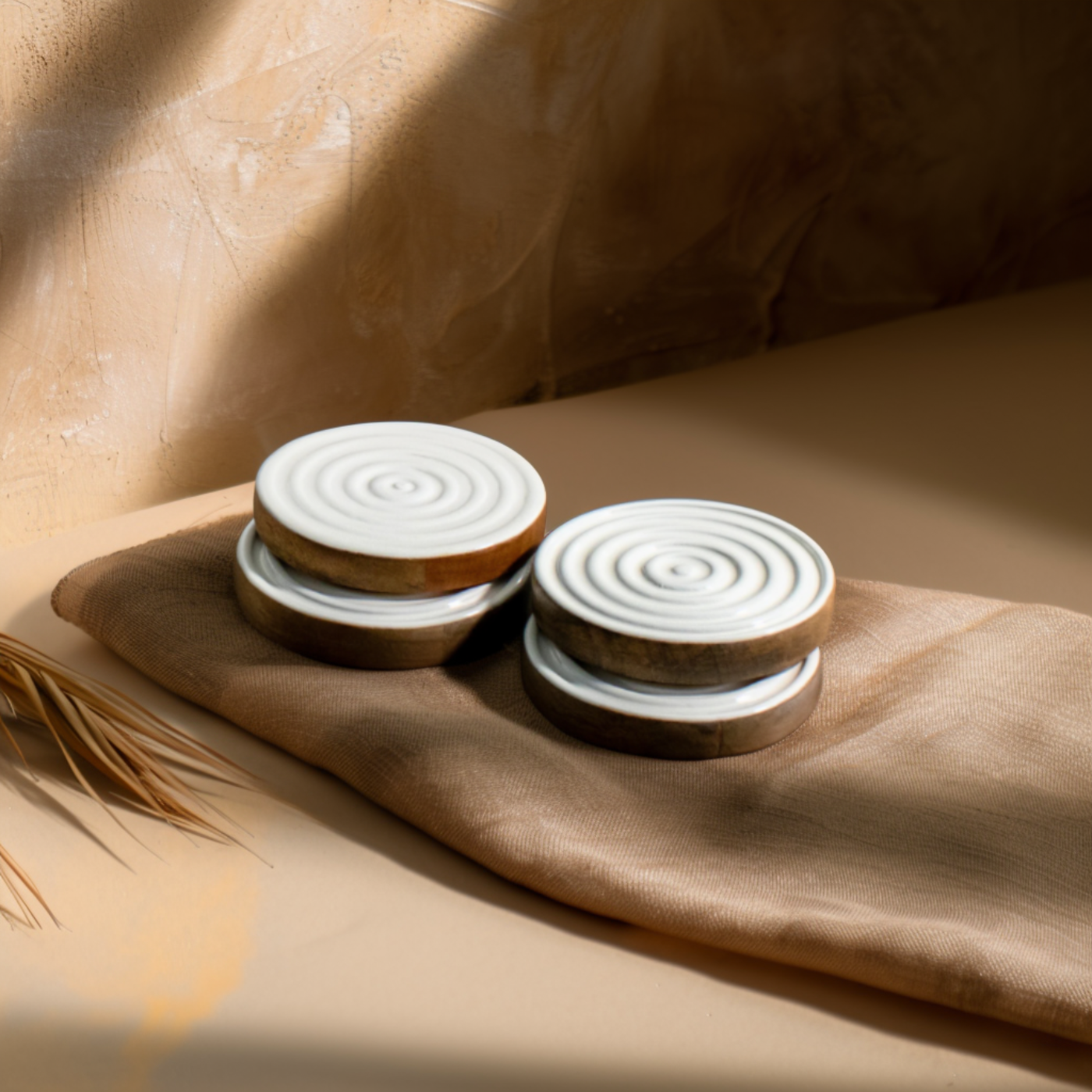 Swirl Coasters with White Enamel, Set of 4