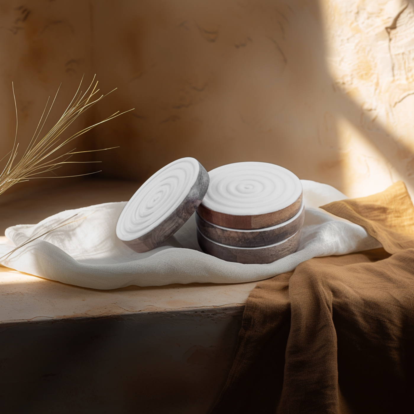 Swirl Coasters with White Enamel, Set of 4