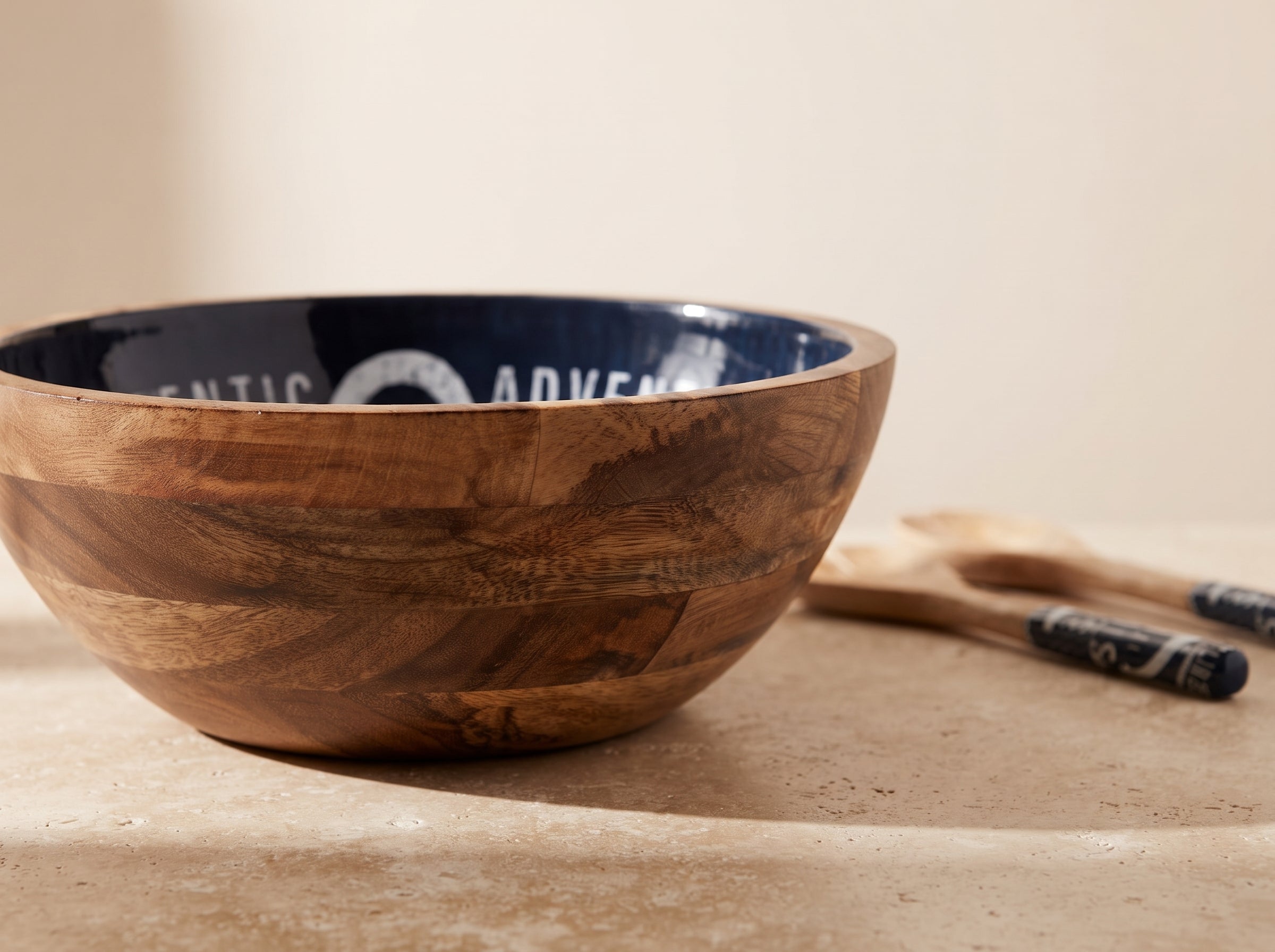 Serving Bowl and Servers with Sea Story Enamel