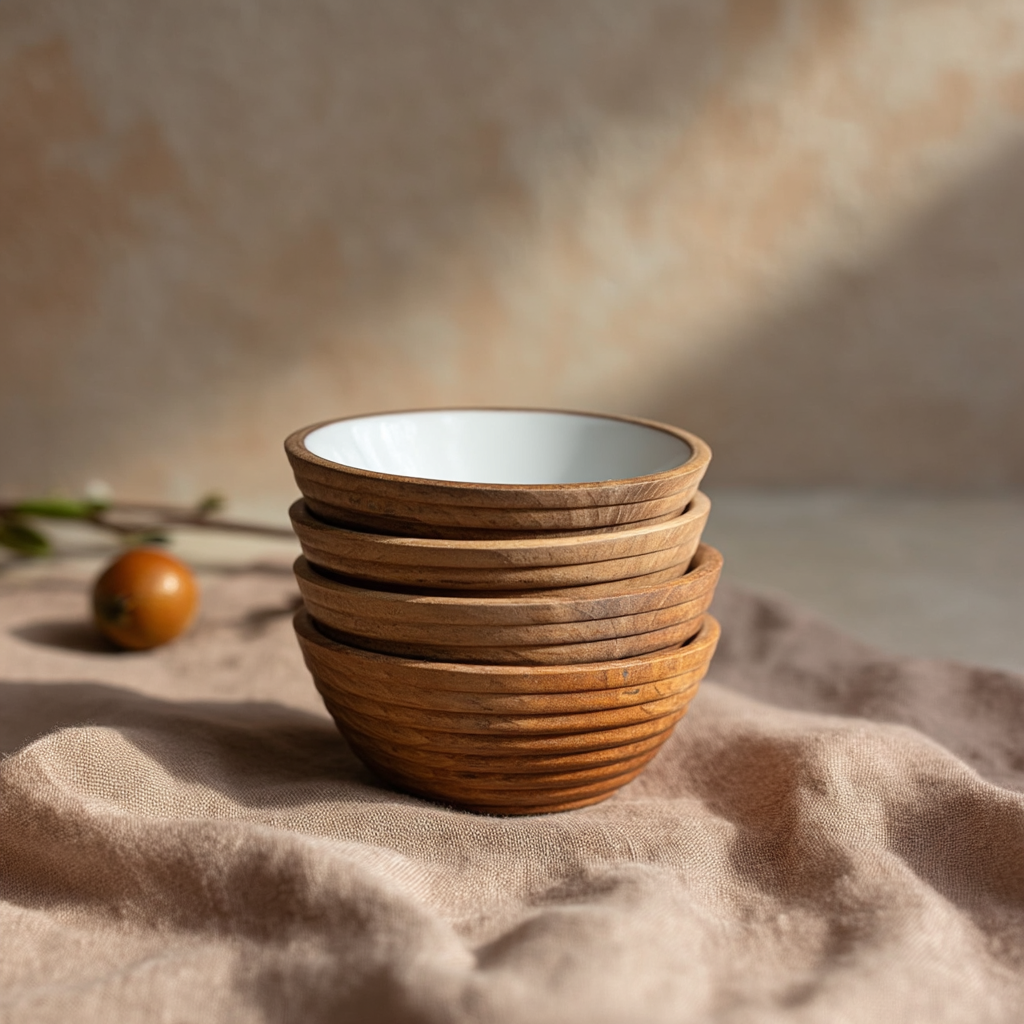 Small Bowl with White Enamel, Set of 4