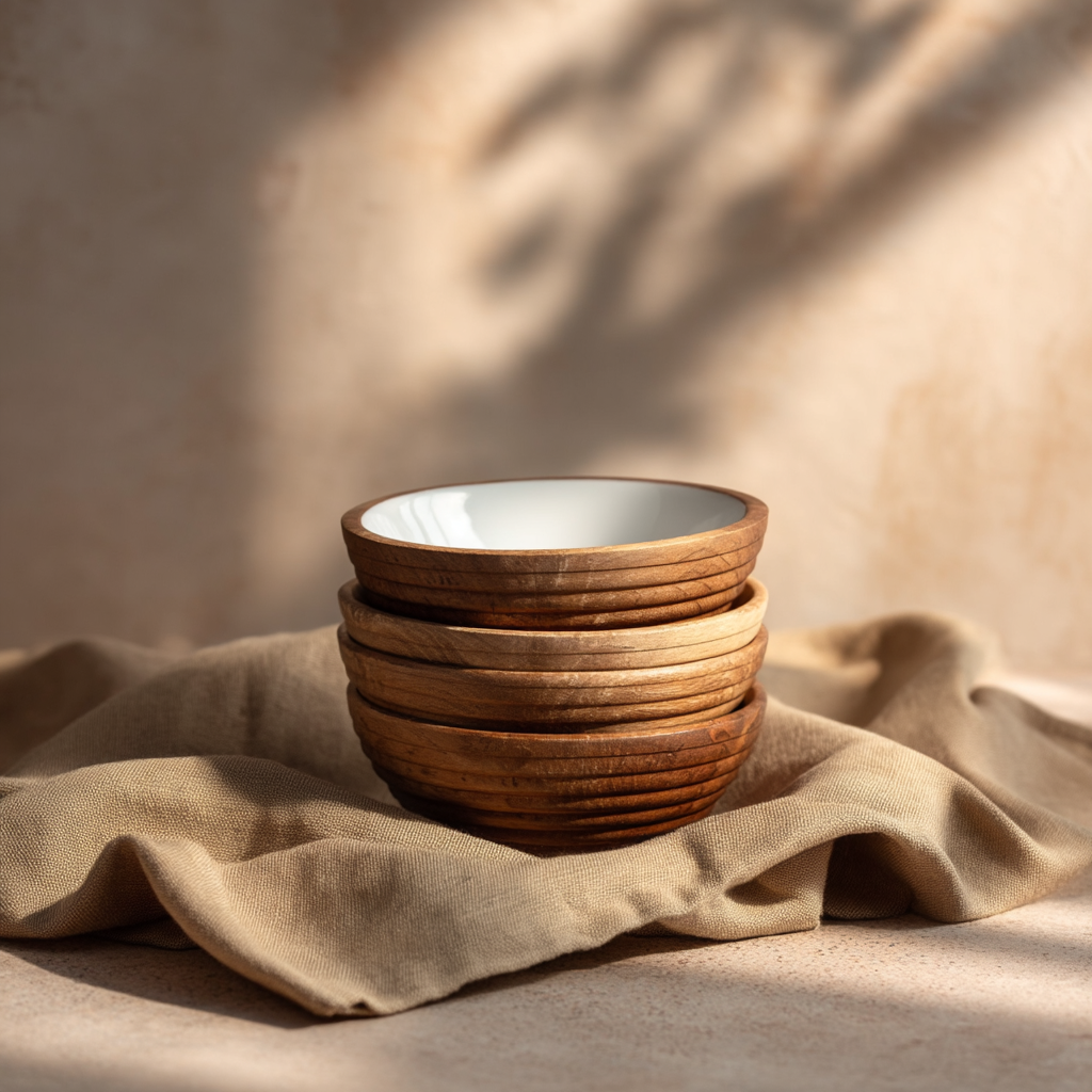 Small Bowl with White Enamel, Set of 4